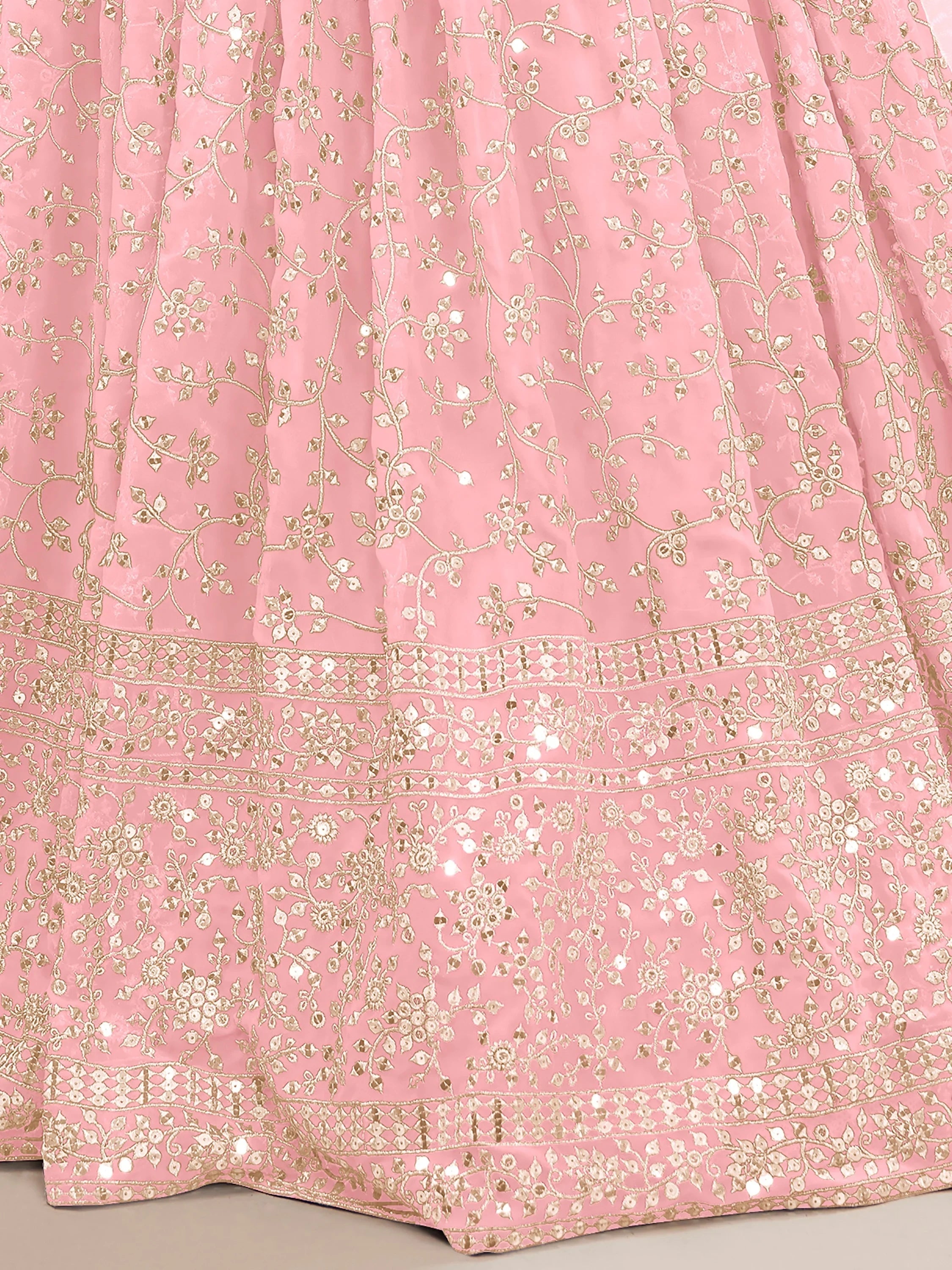 Dazzling Pink Sequins Georgette Bridesmaid Plus Size Lehenga Choli