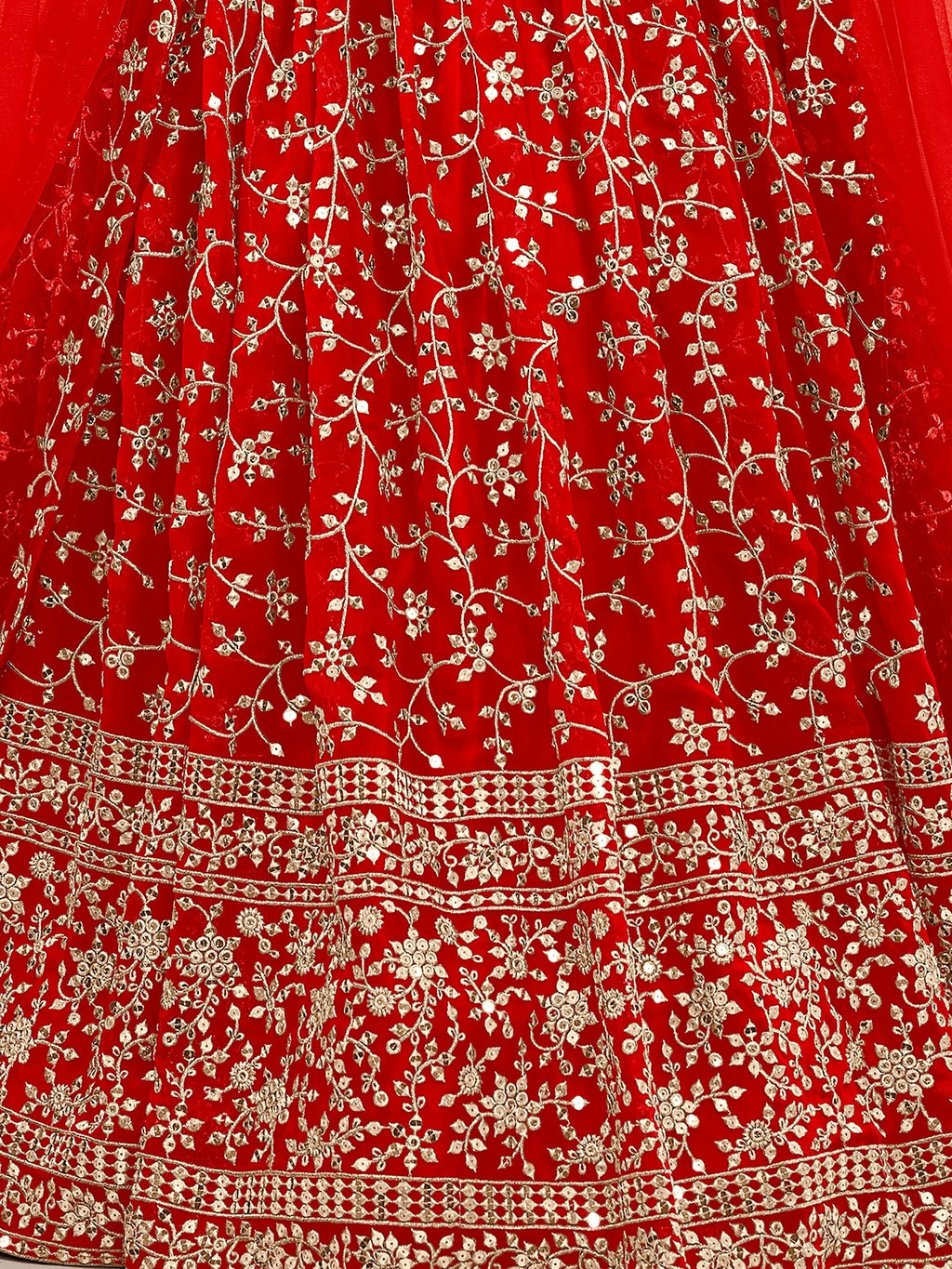Stunning Red Sequins Georgette Sangeet Wear Plus Size Lehenga Choli