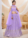 Awesome Purple Sequins Georgette Festival Wear Plus Size Lehenga Choli