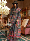 Glamorous Black Digital Printed Silk Festive Wear Saree With Blouse