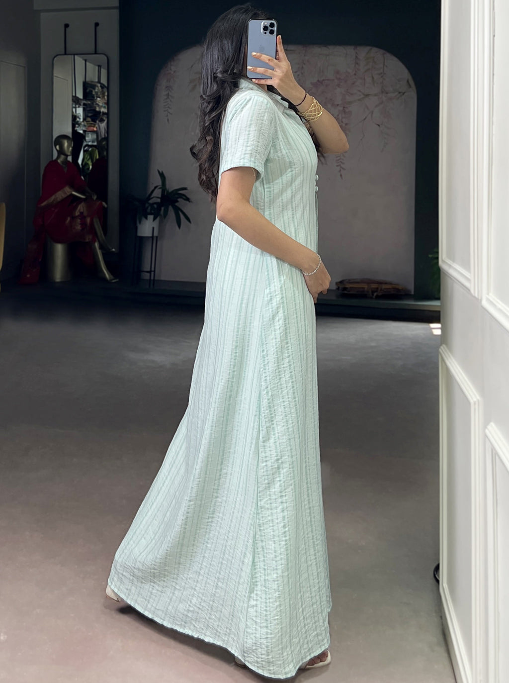 Stylish Sky Blue Printed Cotton Casual Wear Co-ord Set With Shrug