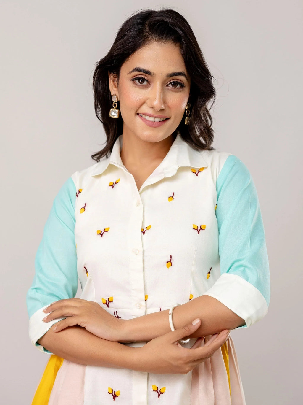 Beautiful White Cotton Embroidered Casual Wear Kurti