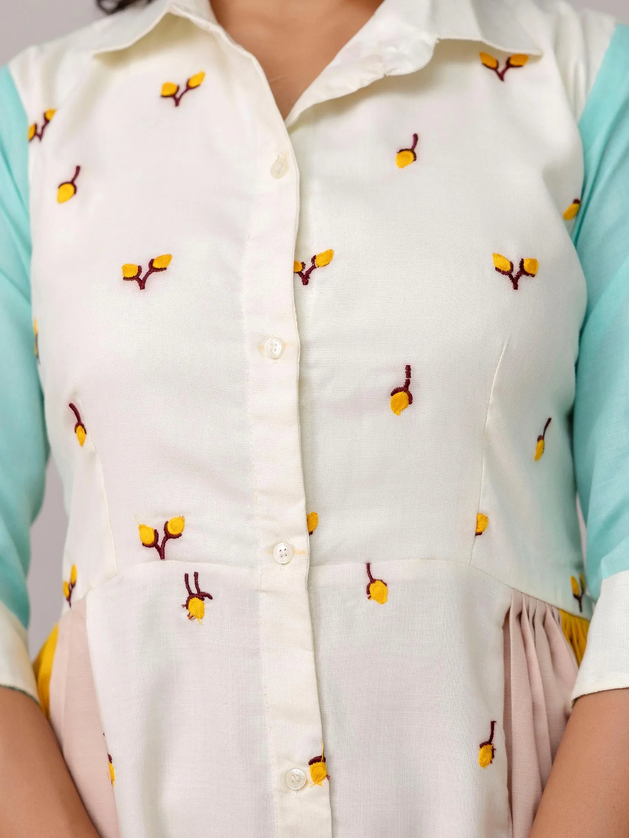 Beautiful White Cotton Embroidered Casual Wear Kurti