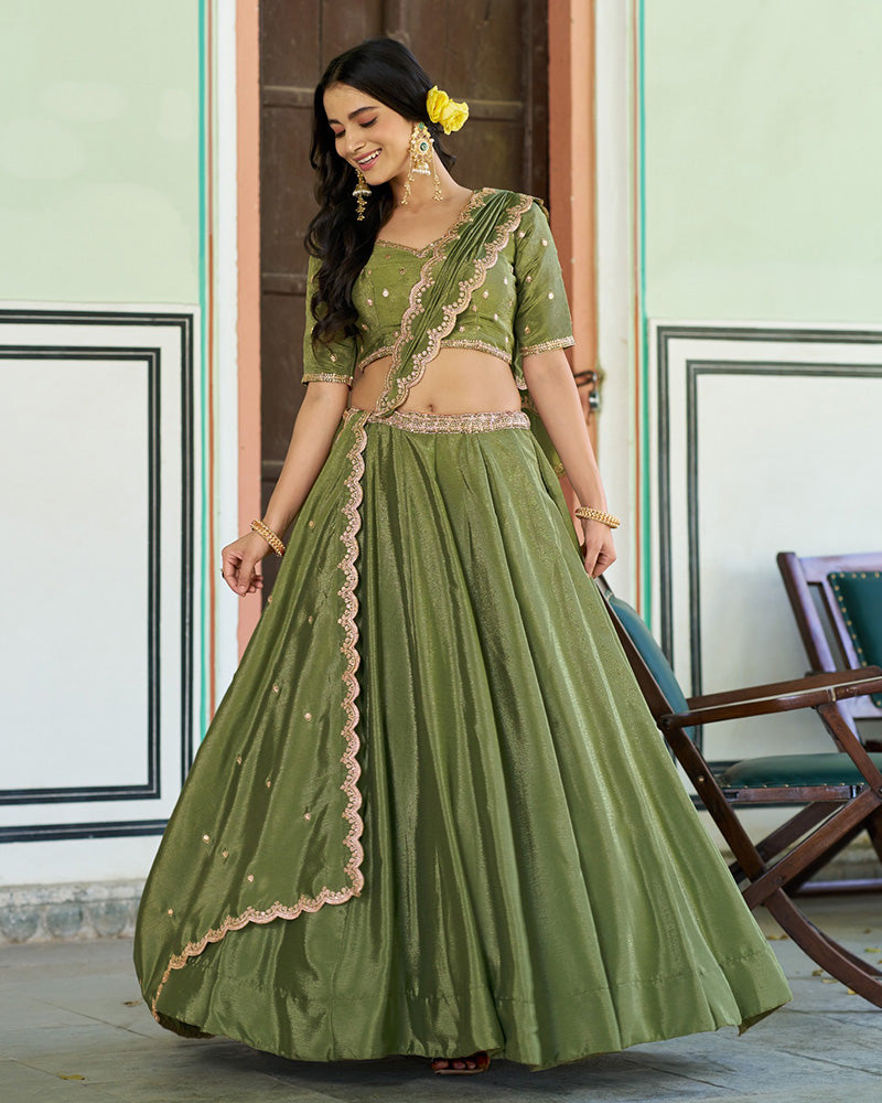 Designer Chinon Designer Lehenga Choli with Embroidery for Festive Occasions