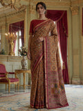 Notable Mustard Yellow Printed Silk Marriage Wear Saree With Blouse