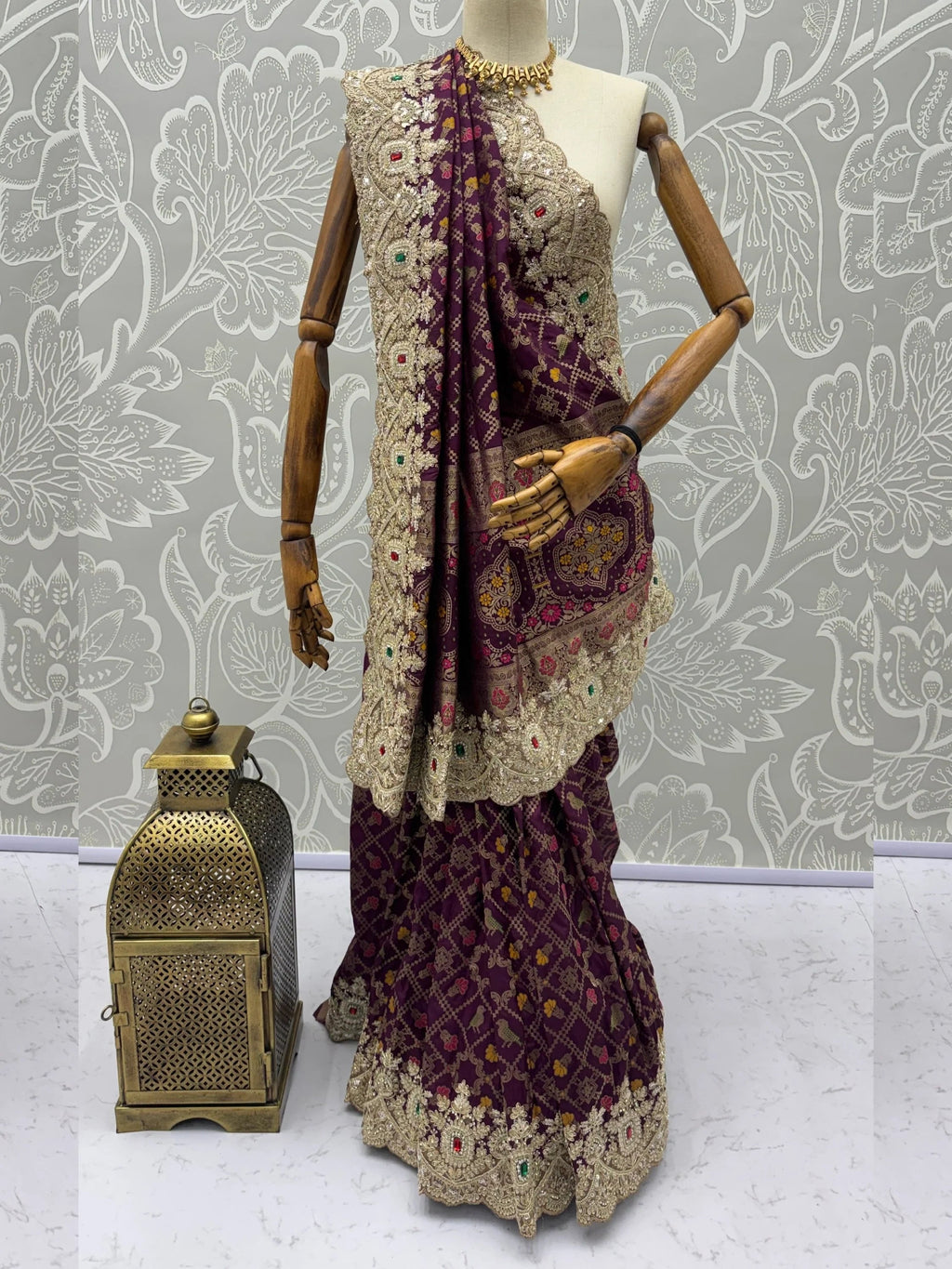 Purple Glorious Heavy Bordered Silk Function Wear Saree With Blouse