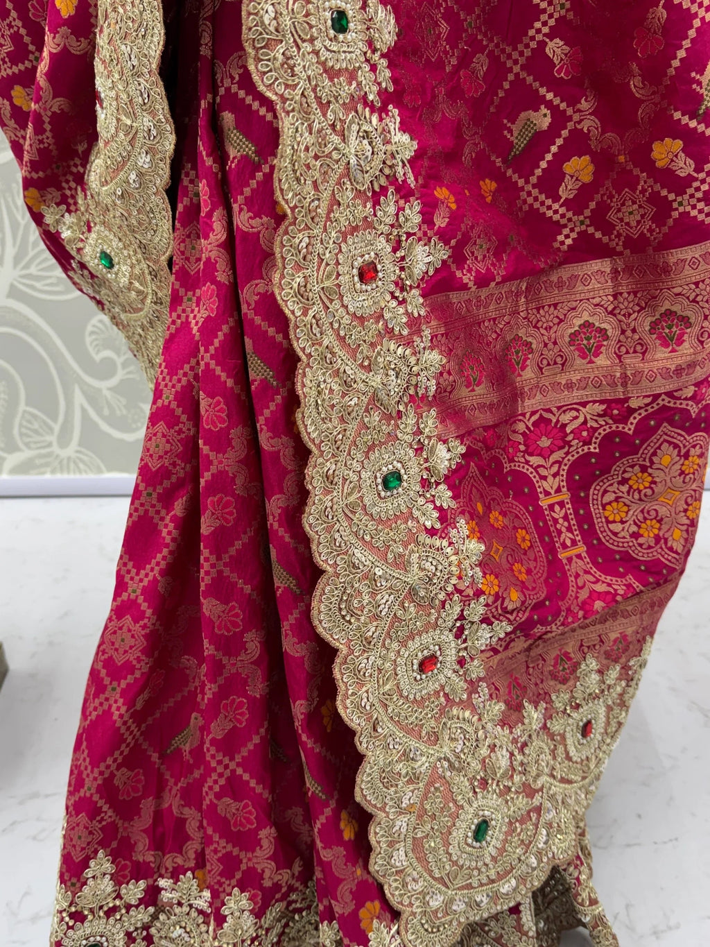 Pink Glorious Heavy Bordered Silk Function Wear Saree With Blouse