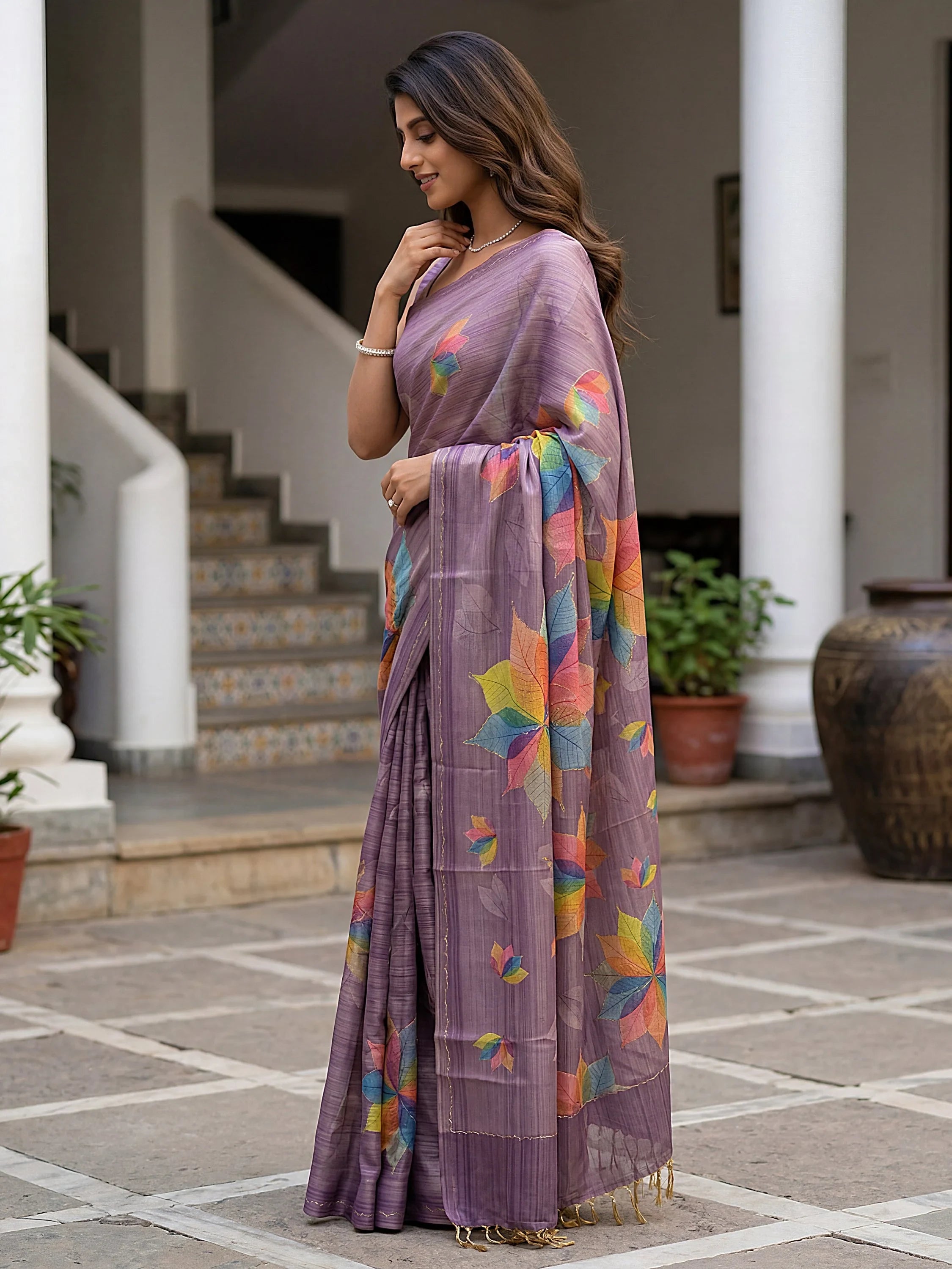 Lavender Amazing Dori Work Silk Festive Wear Saree With Blouse