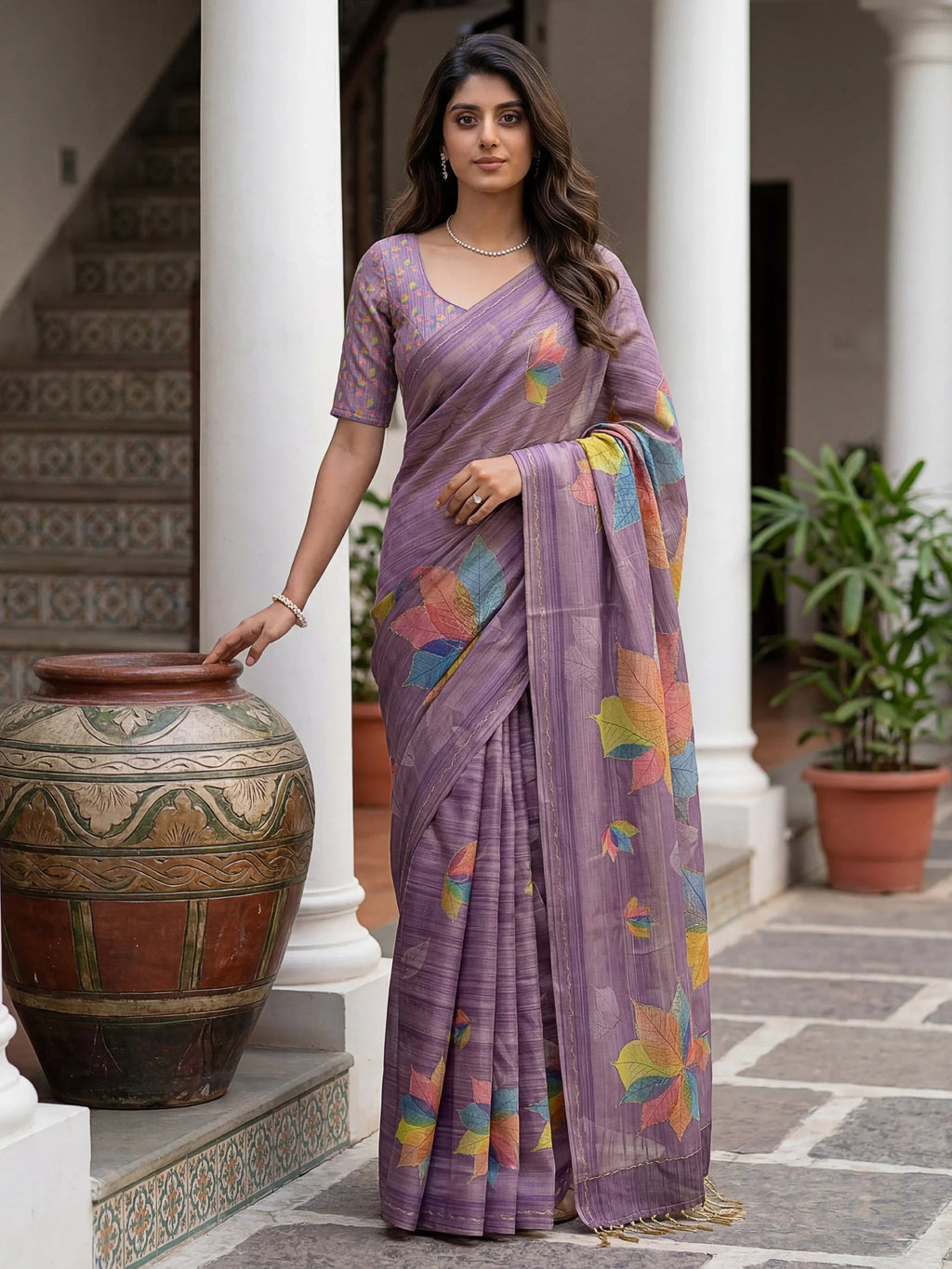 Lavender Amazing Dori Work Silk Festive Wear Saree With Blouse