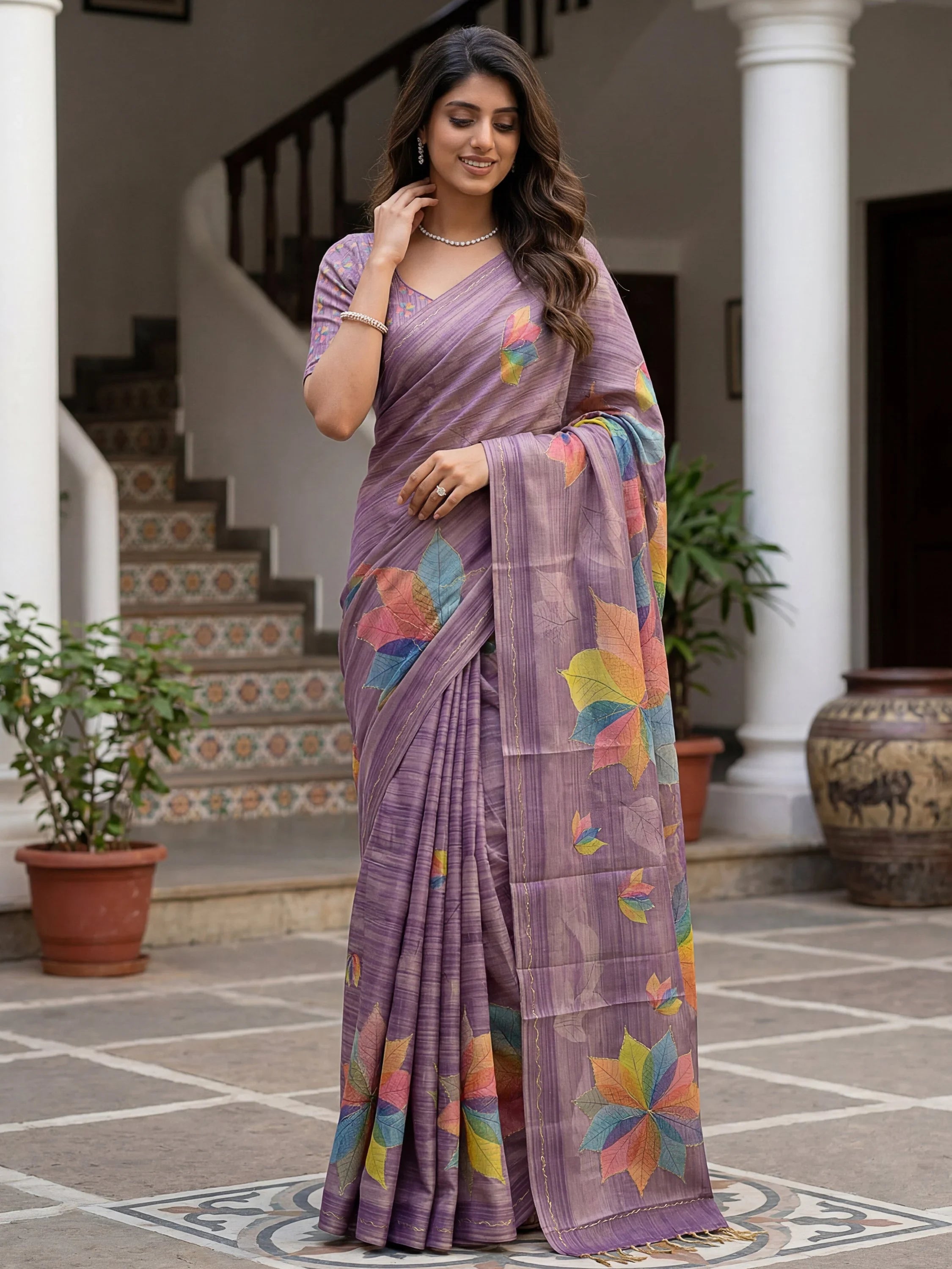 Lavender Amazing Dori Work Silk Festive Wear Saree With Blouse
