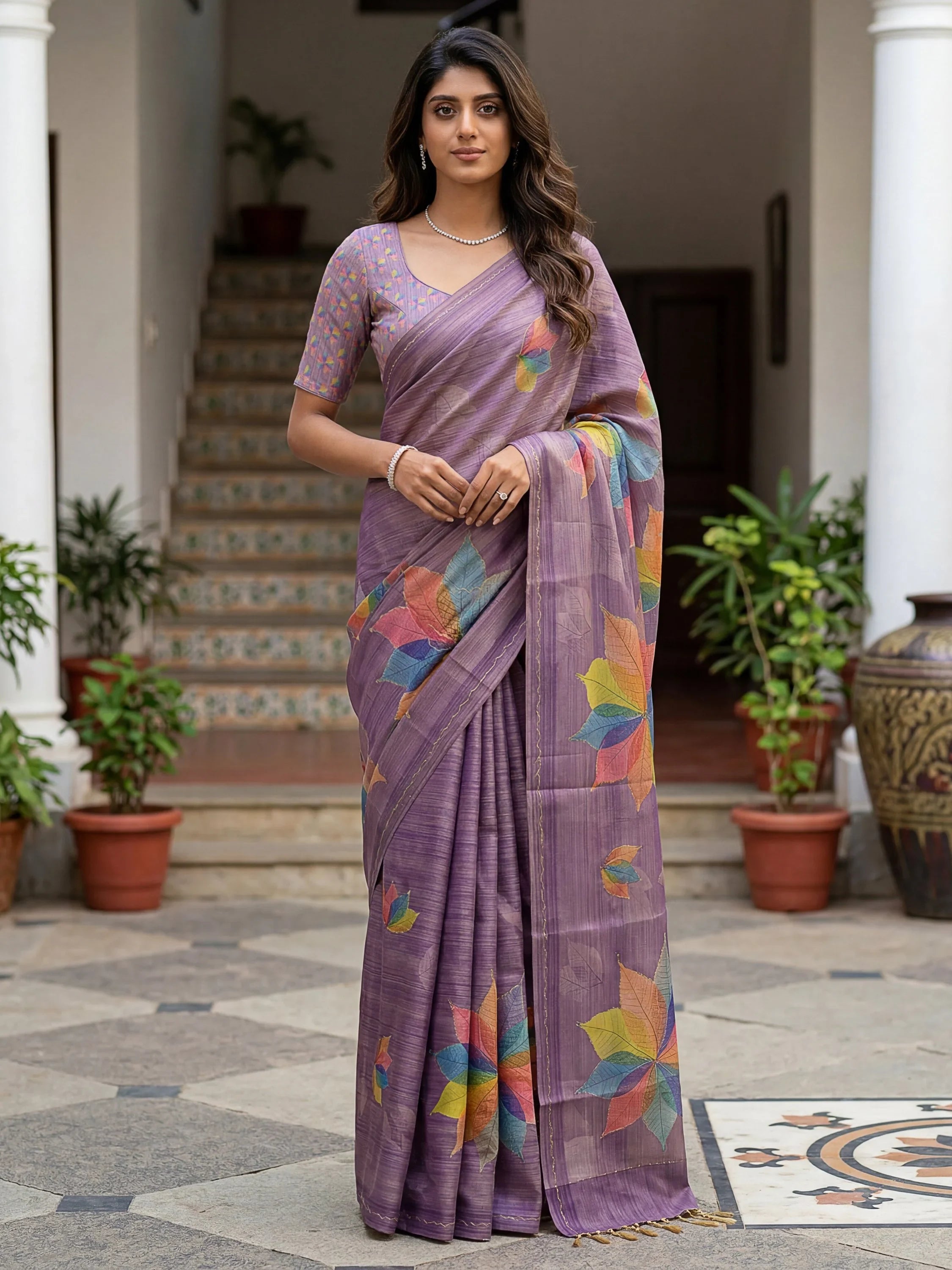 Lavender Amazing Dori Work Silk Festive Wear Saree With Blouse