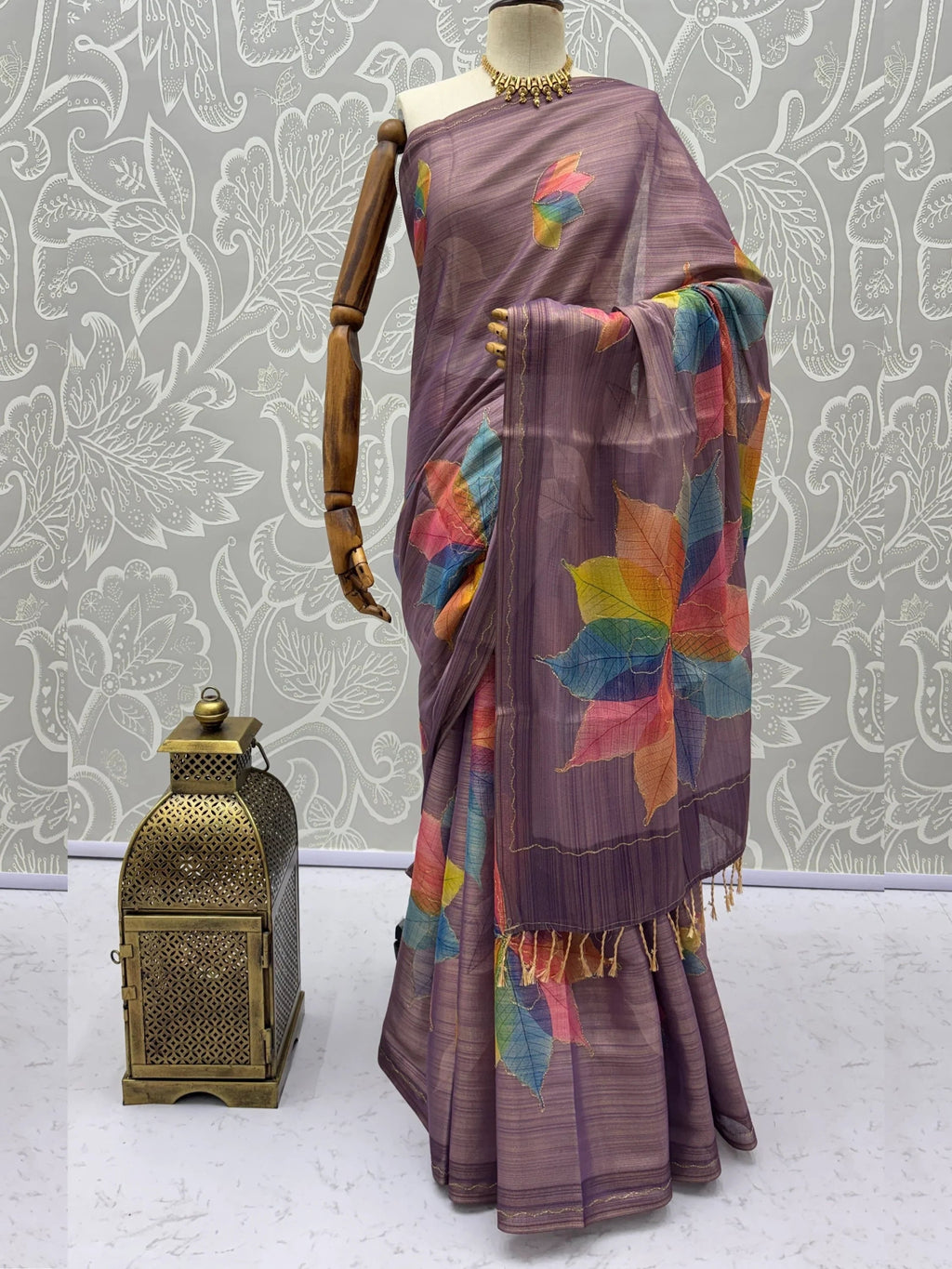 Lavender Amazing Dori Work Silk Festive Wear Saree With Blouse