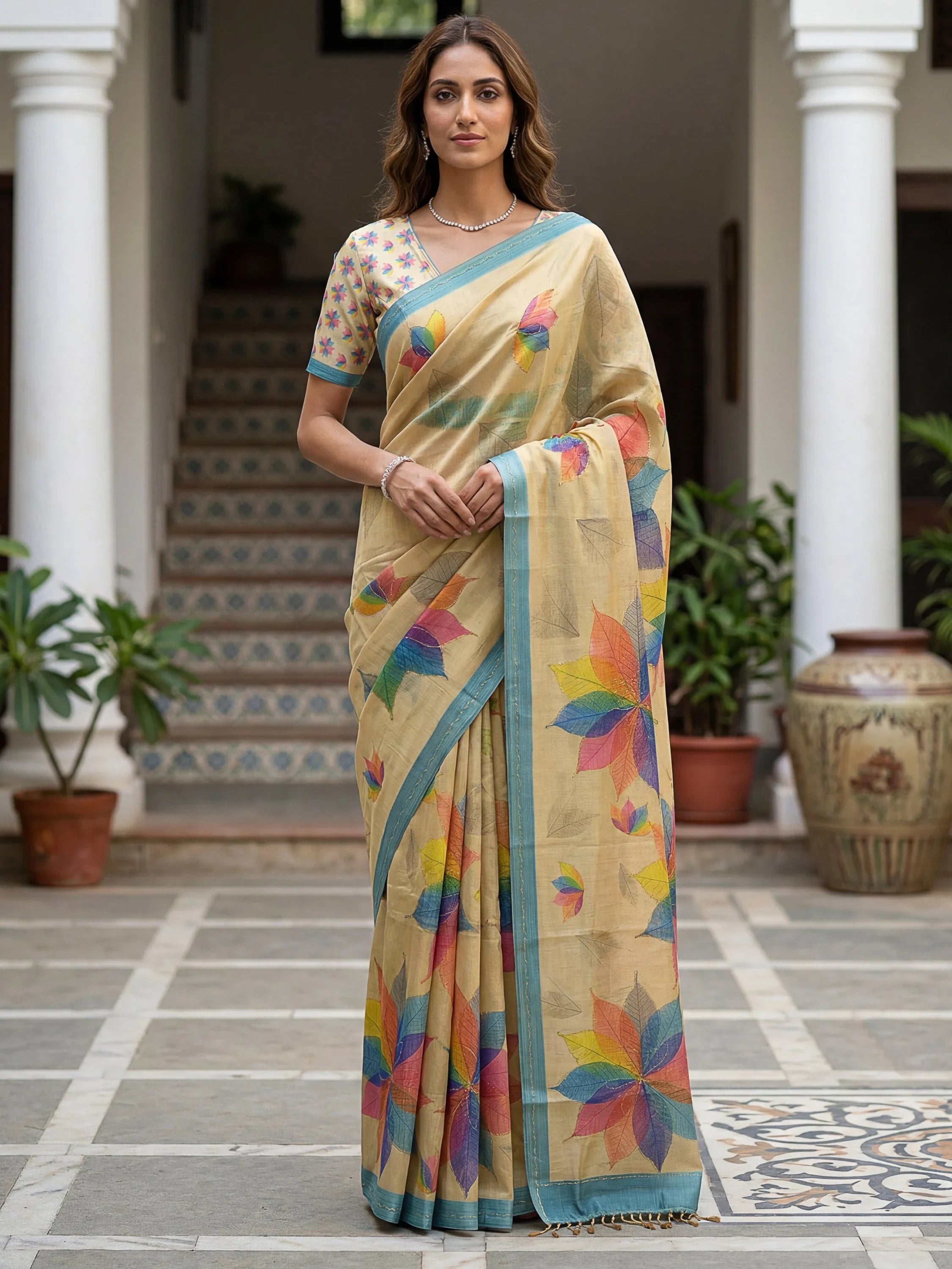 Beige Amazing Dori Work Silk Festive Wear Saree With Blouse