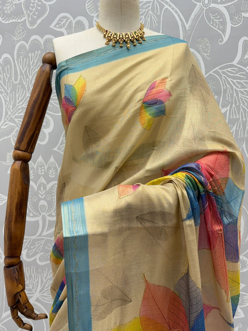 Beige Amazing Dori Work Silk Festive Wear Saree With Blouse