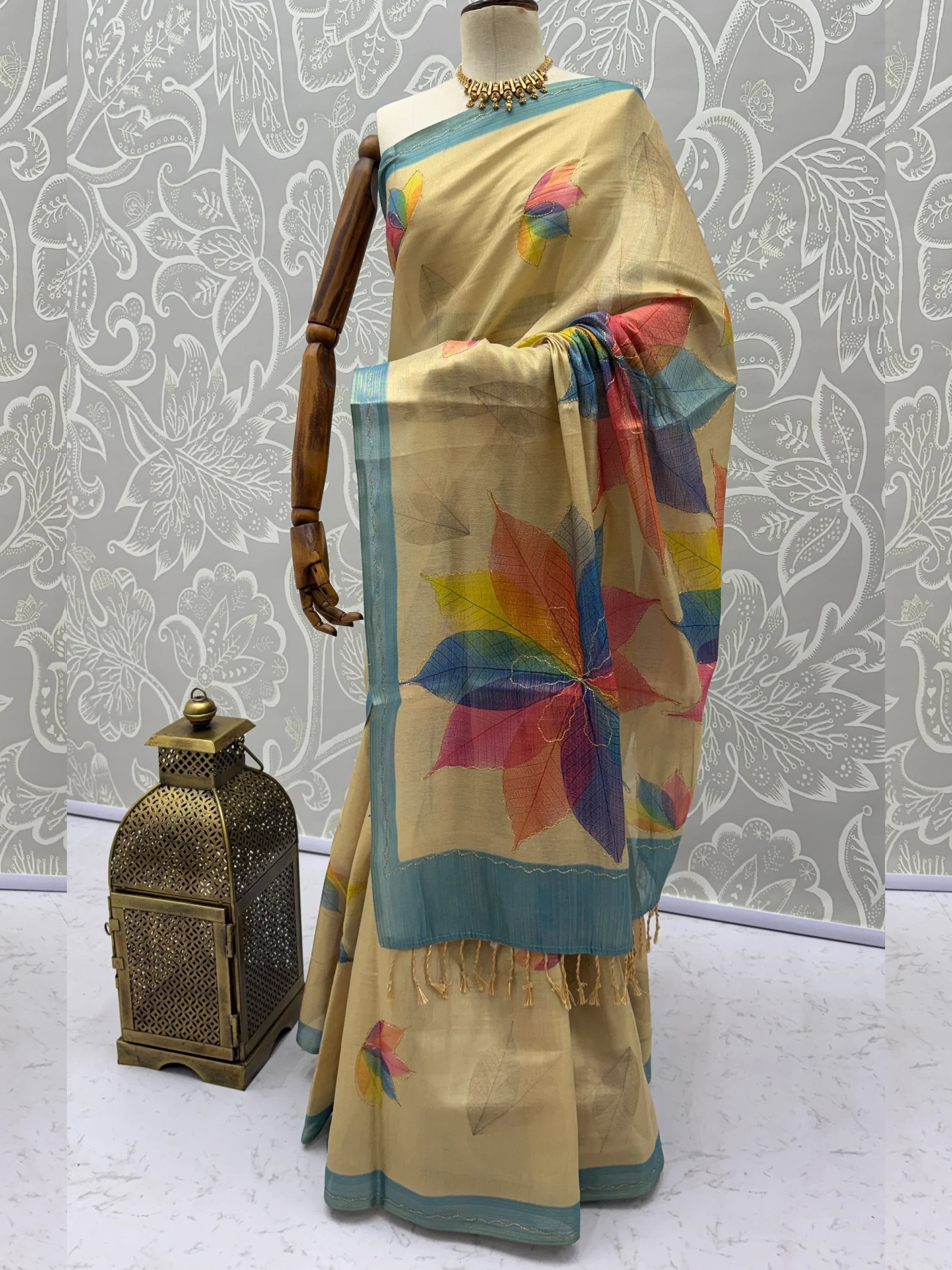 Beige Amazing Dori Work Silk Festive Wear Saree With Blouse