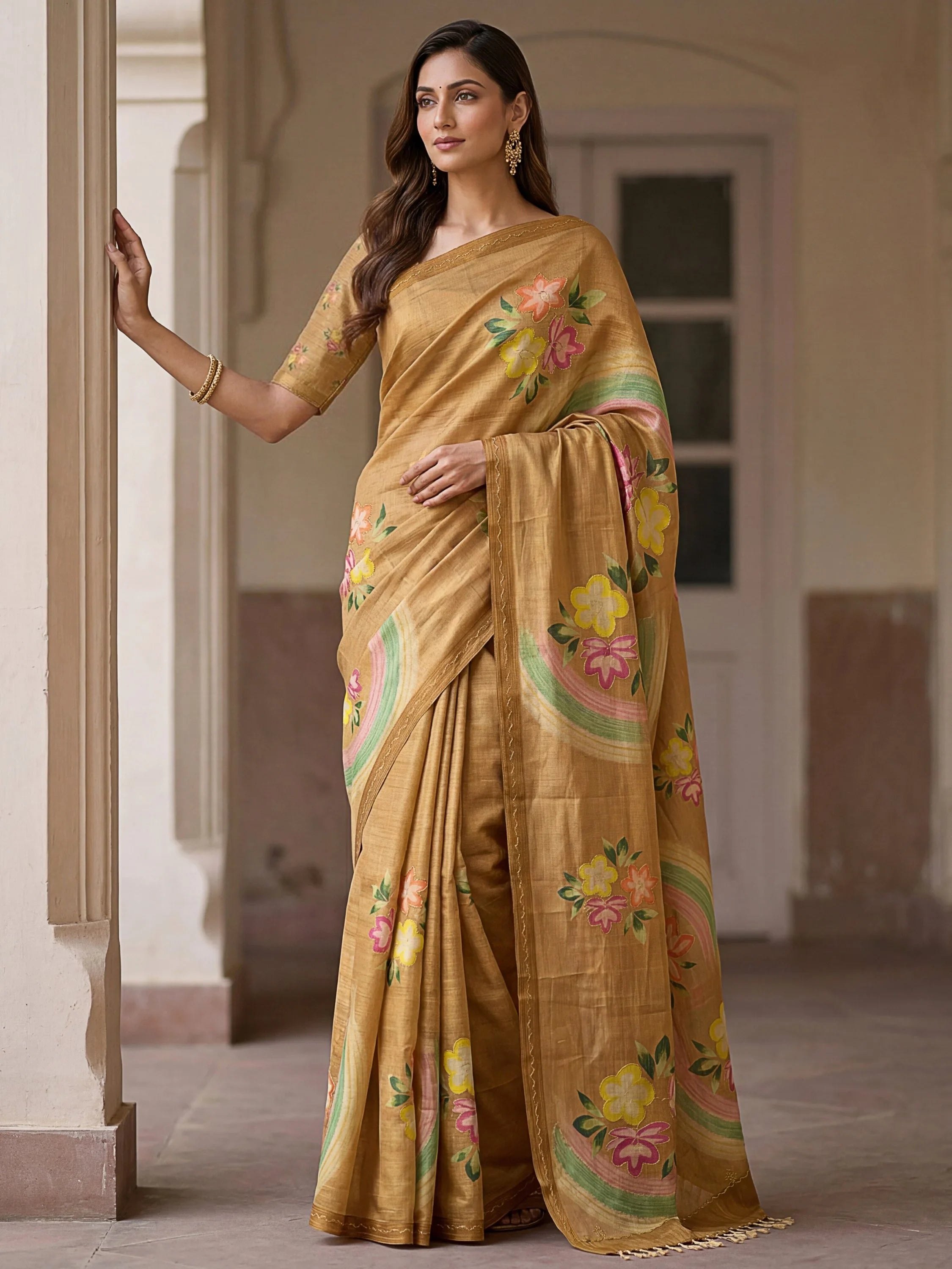 Magnetic Splendid Floral Printed Silk Function Wear Saree With Blouse