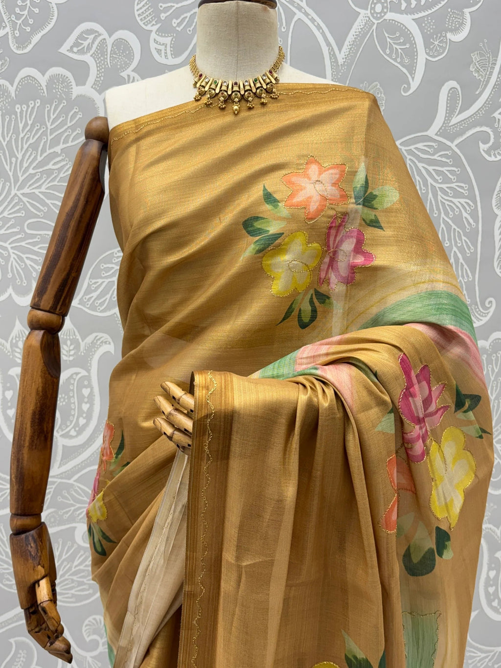 Magnetic Splendid Floral Printed Silk Function Wear Saree With Blouse