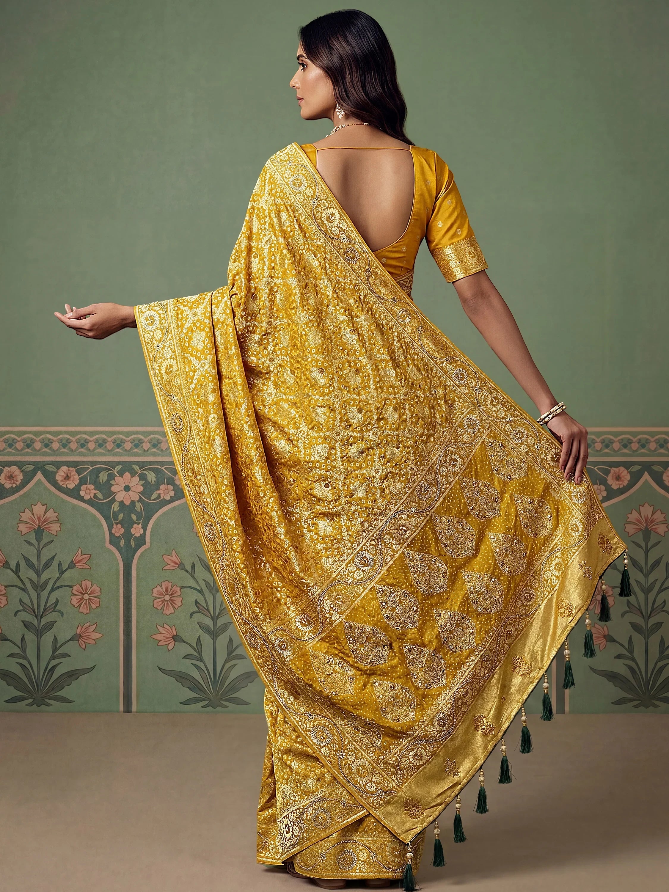 Mustard Alluring Zari Work Silk Event Wear Saree With Blouse