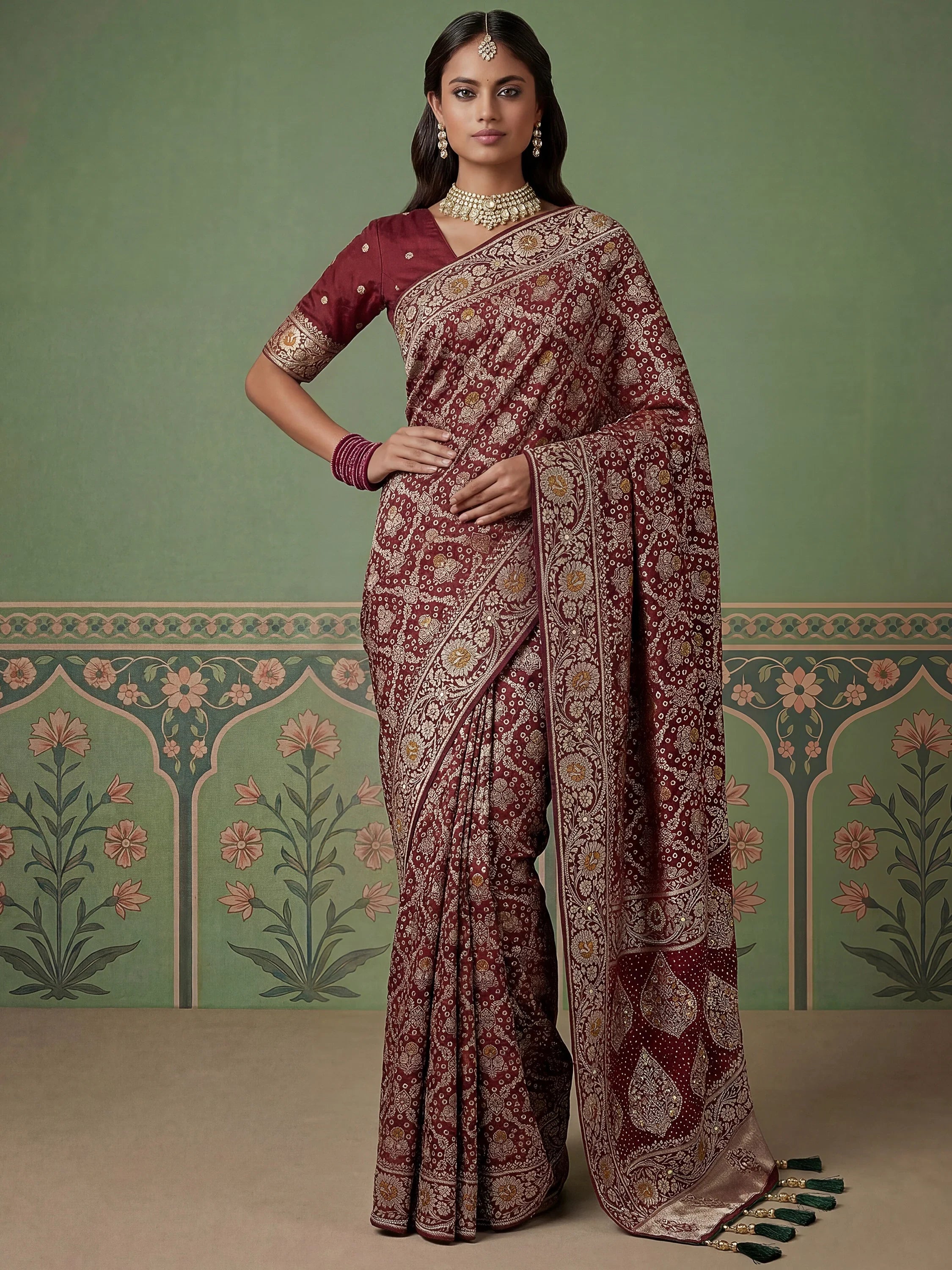Maroon Alluring Zari Work Silk Event Wear Saree With Blouse