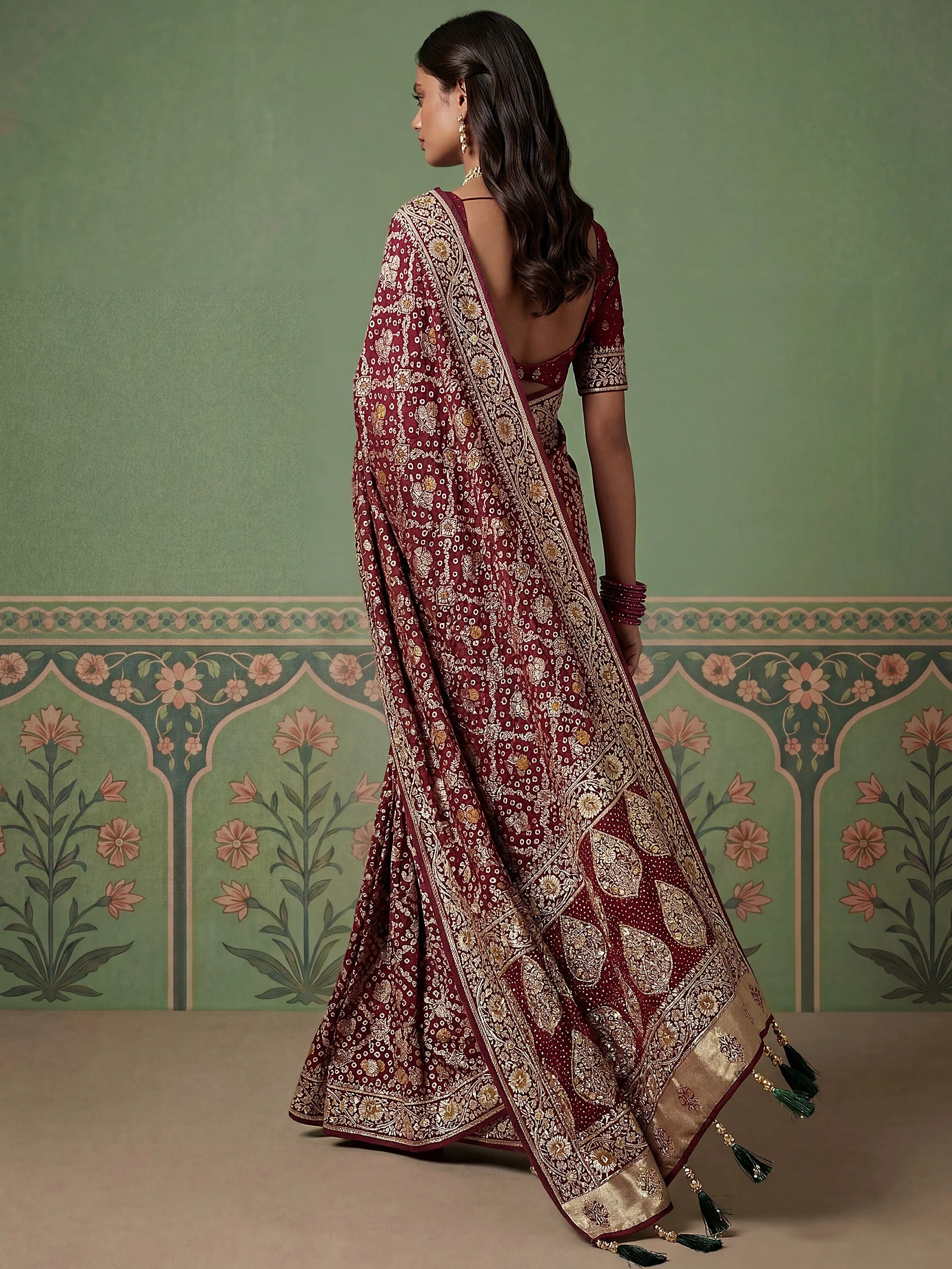 Maroon Alluring Zari Work Silk Event Wear Saree With Blouse