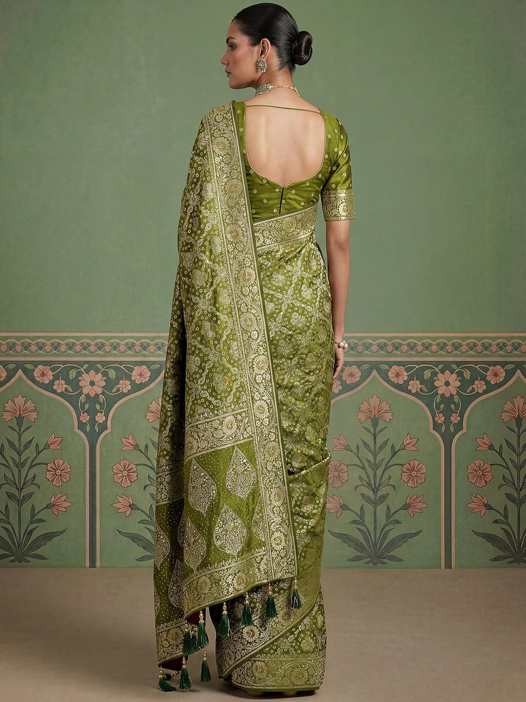 Green Alluring Zari Work Silk Event Wear Saree With Blouse