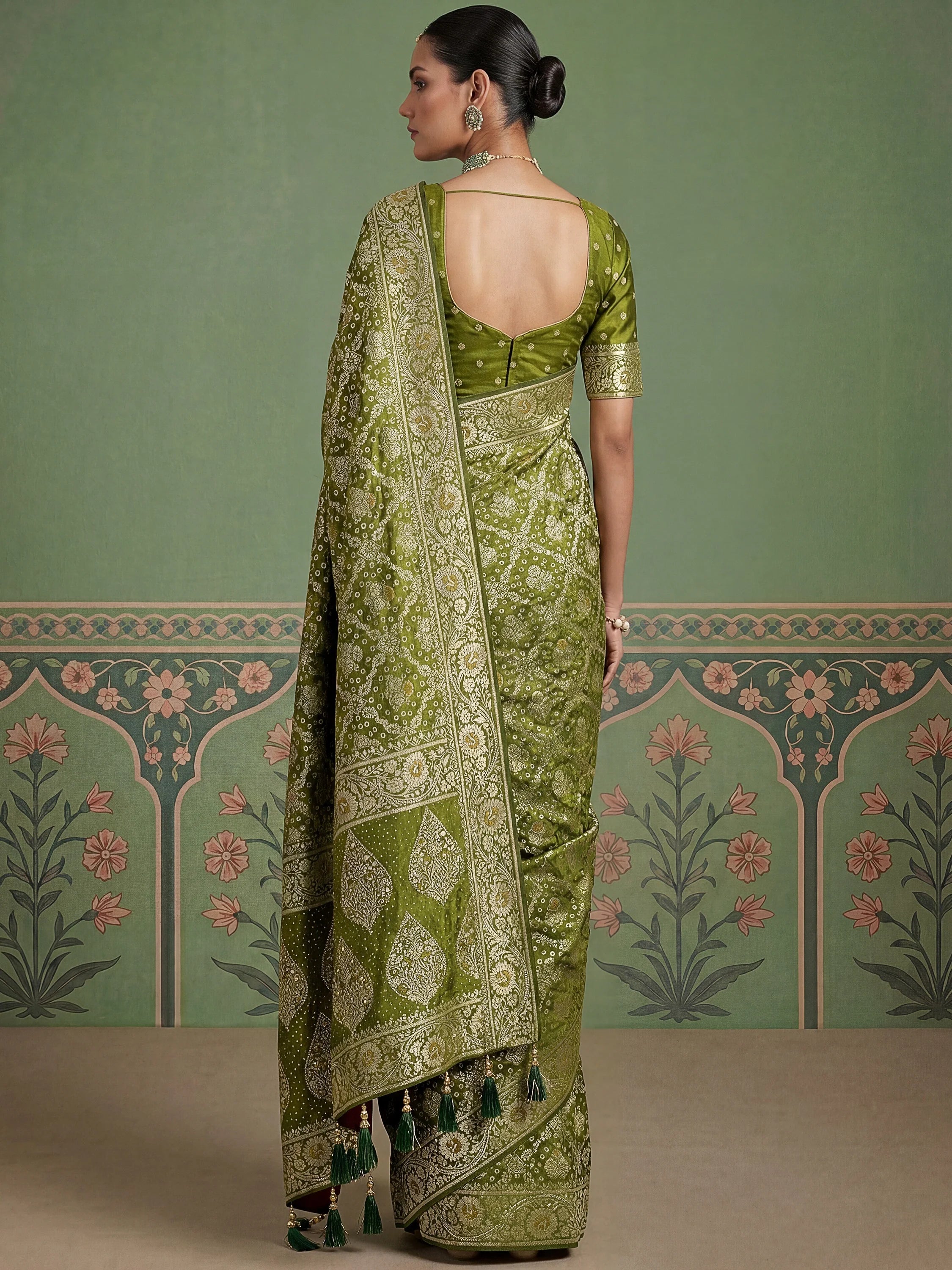 Green Alluring Zari Work Silk Event Wear Saree With Blouse