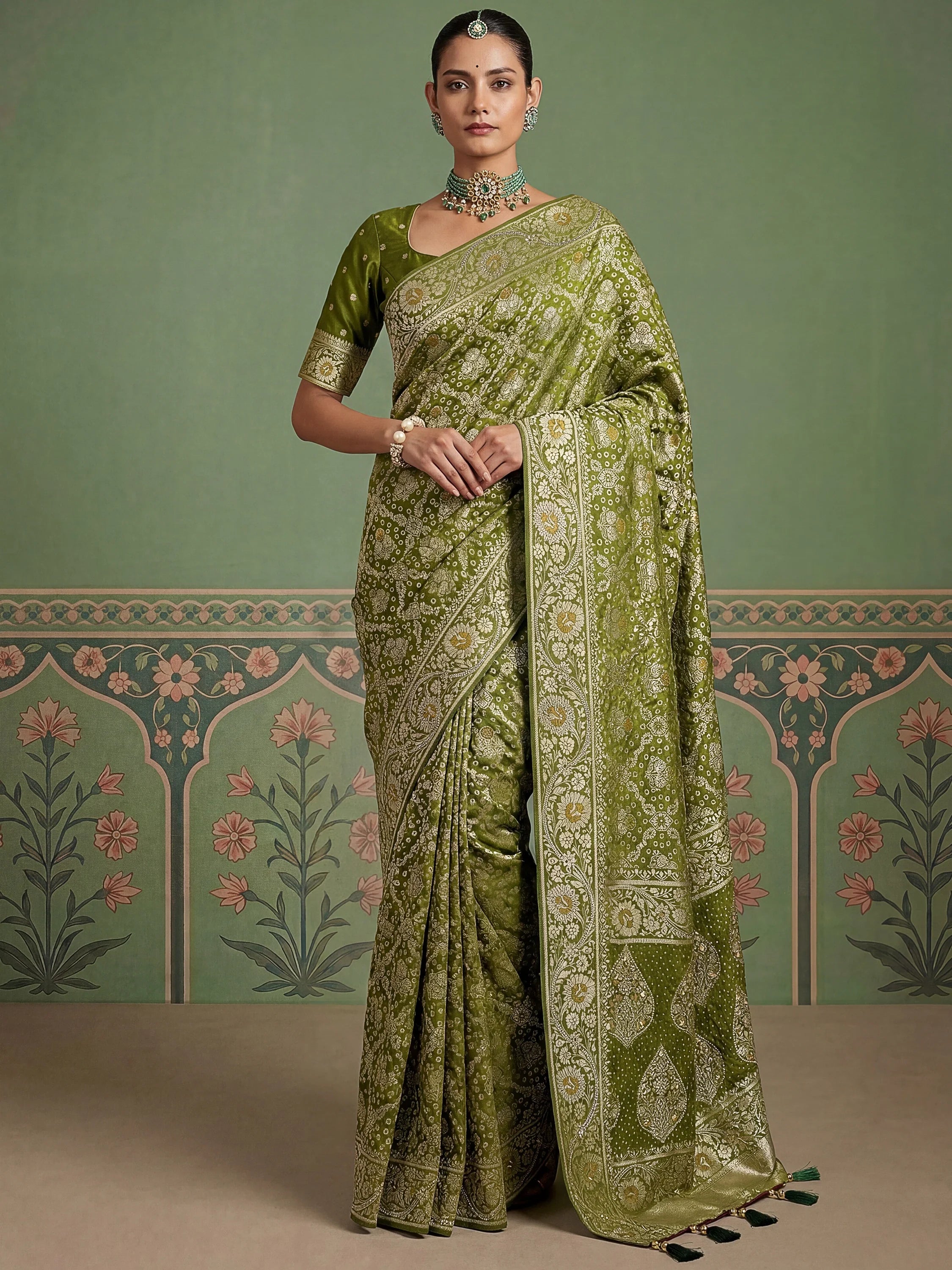 Green Alluring Zari Work Silk Event Wear Saree With Blouse