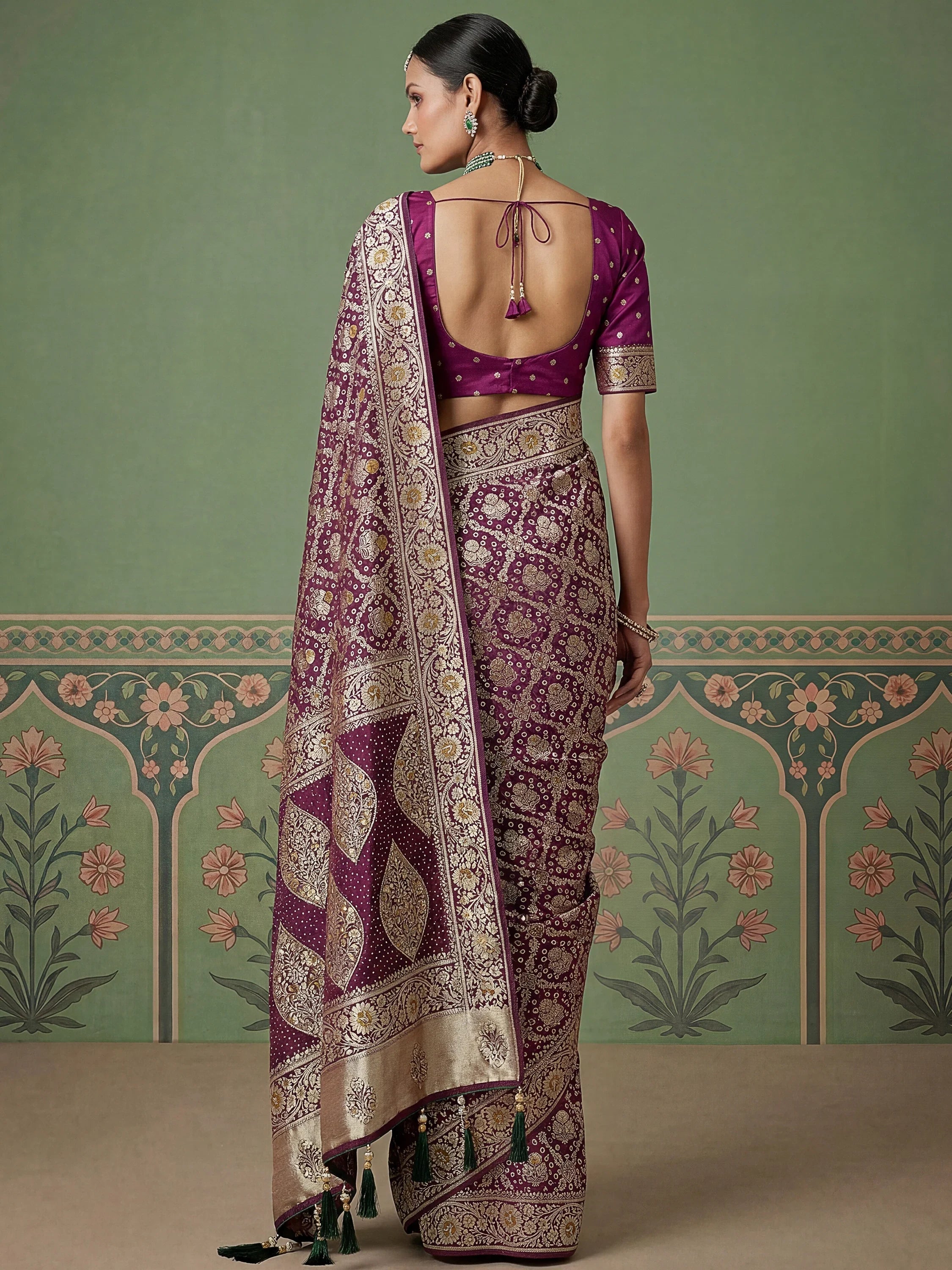 Wine Alluring Zari Work Silk Event Wear Saree With Blouse