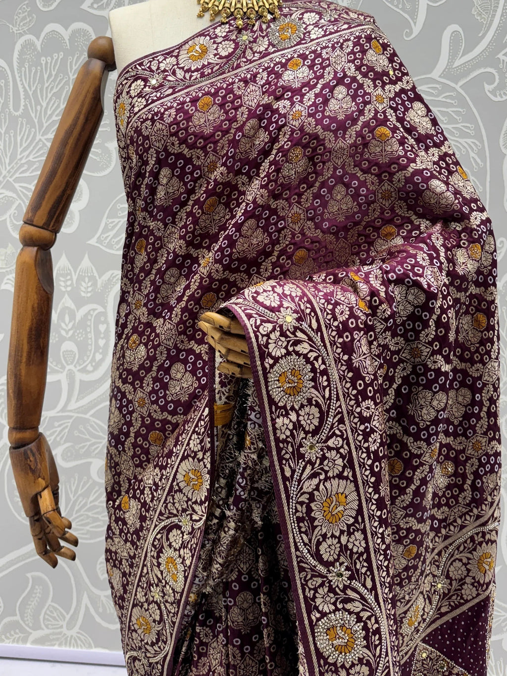 Wine Alluring Zari Work Silk Event Wear Saree With Blouse