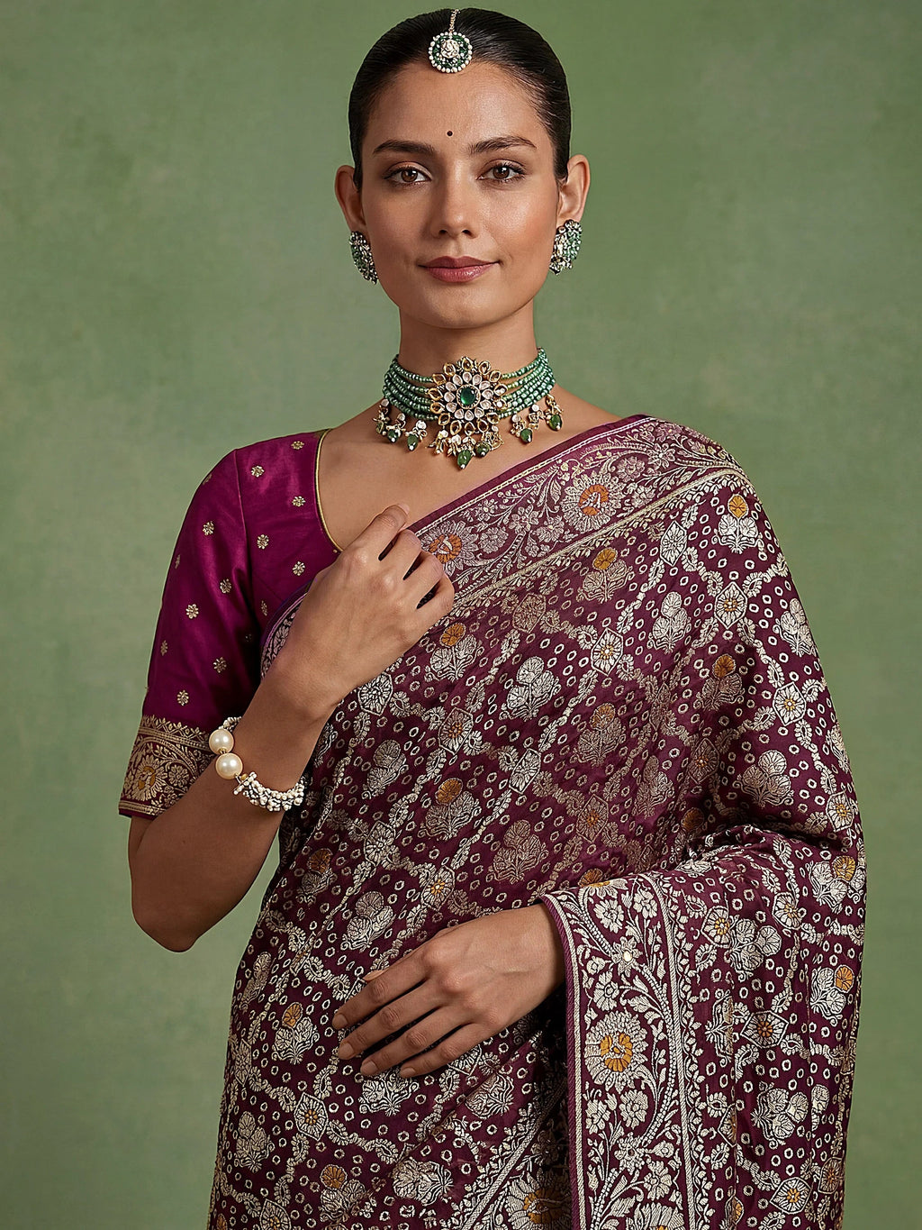 Wine Alluring Zari Work Silk Event Wear Saree With Blouse