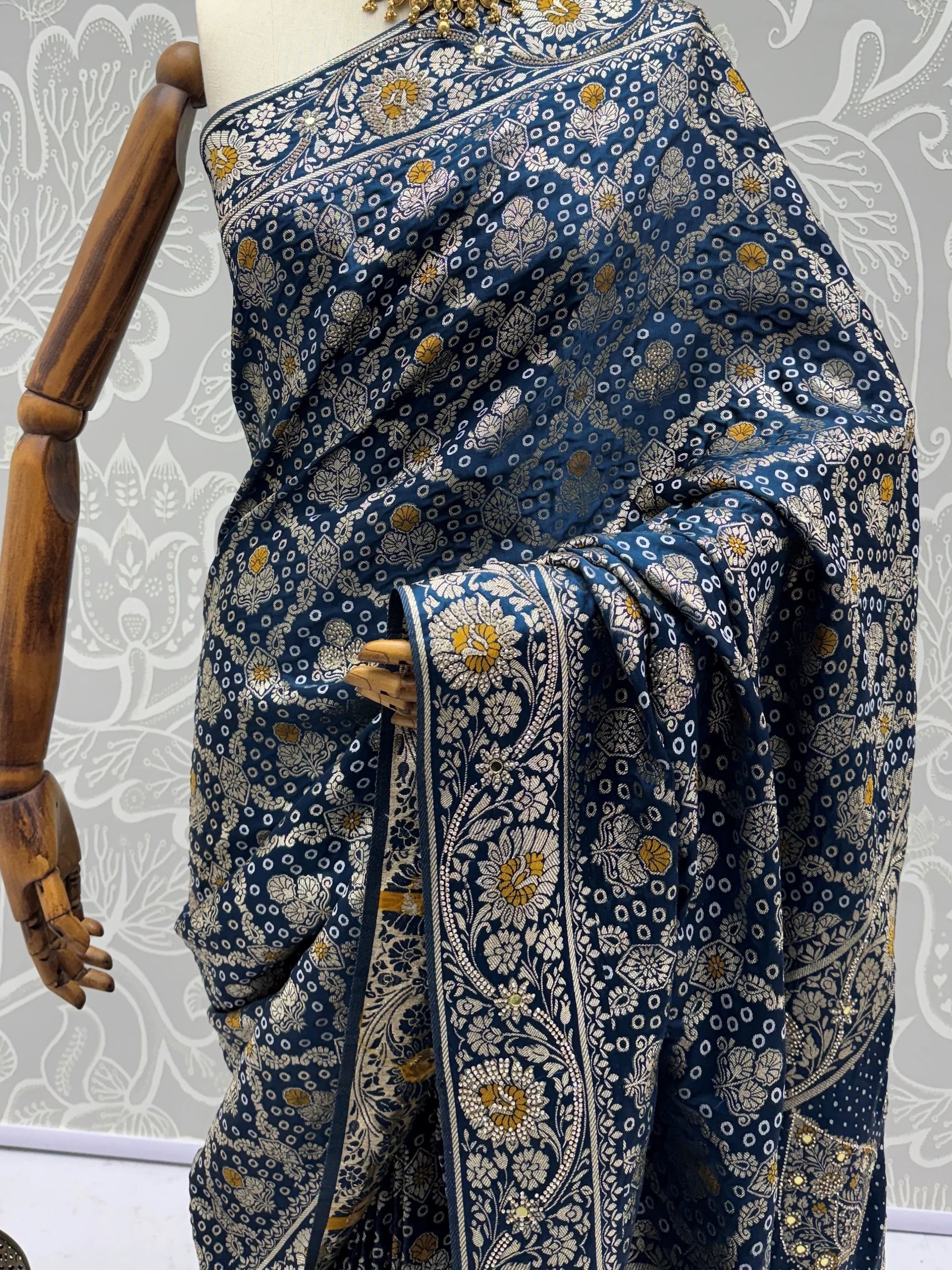 Navy Alluring Zari Work Silk Event Wear Saree With Blouse