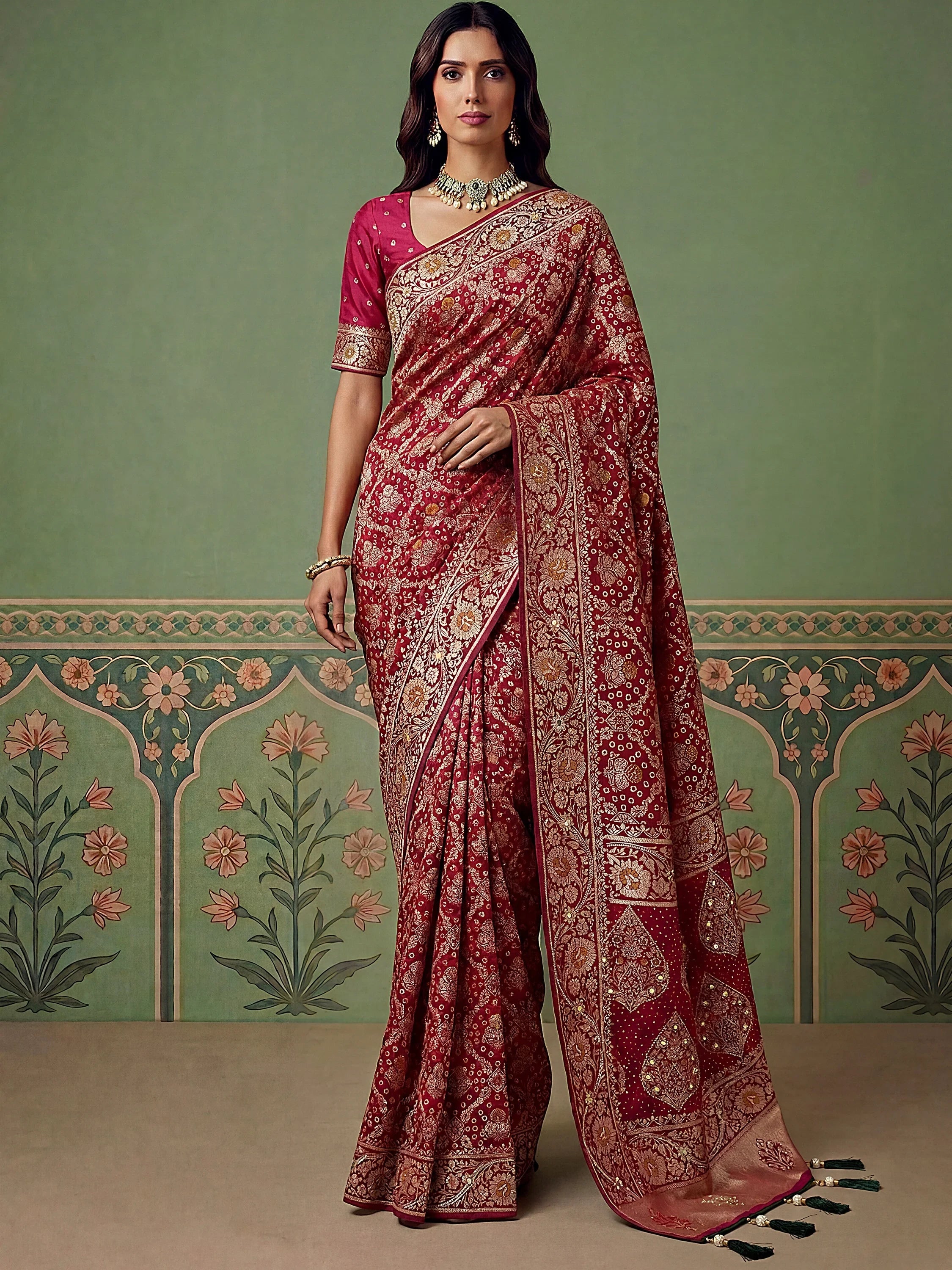 Pink Alluring Zari Work Silk Event Wear Saree With Blouse