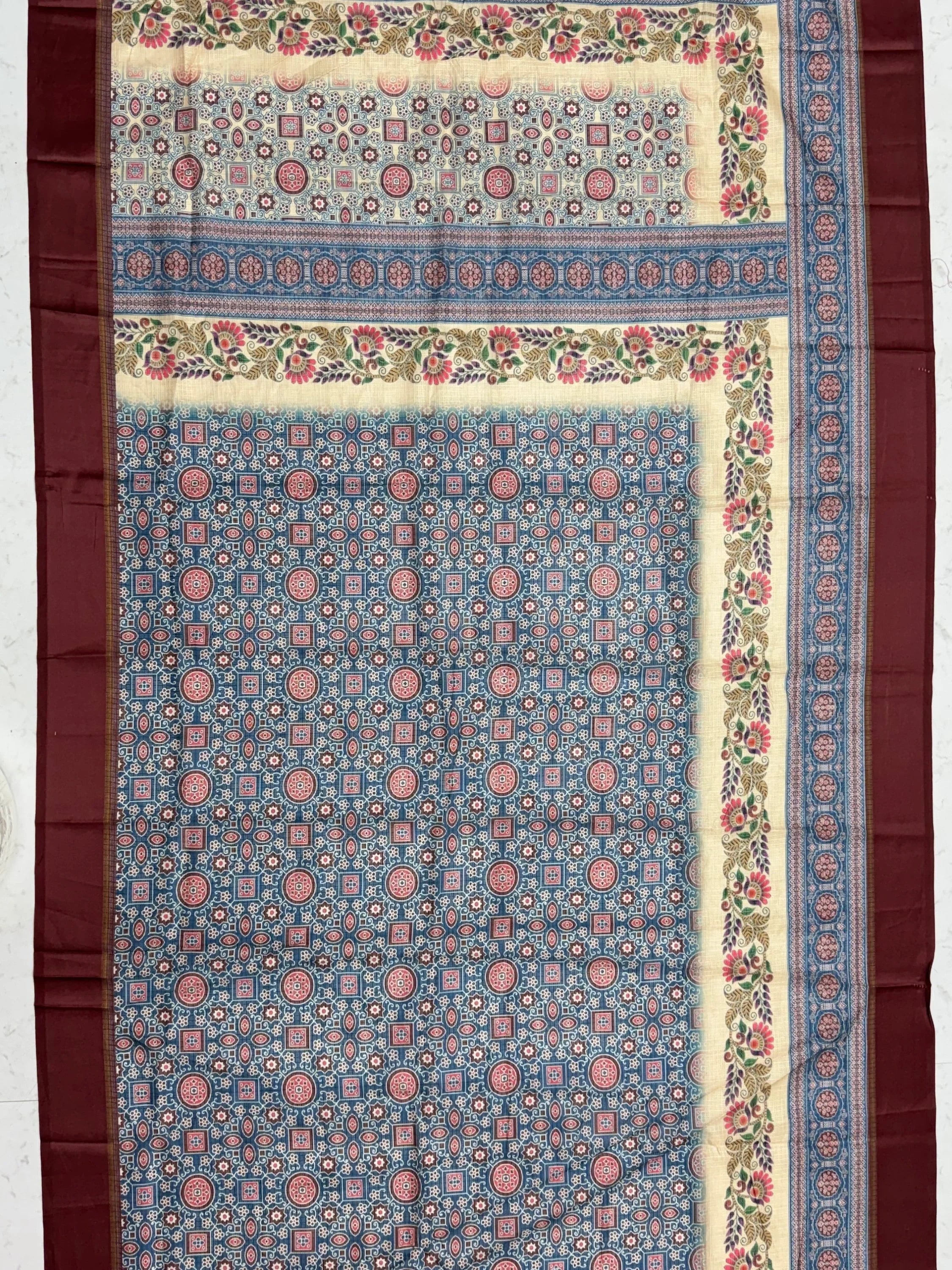 Navy Enchanting Printed Silk Festive Wear Saree With Blouse