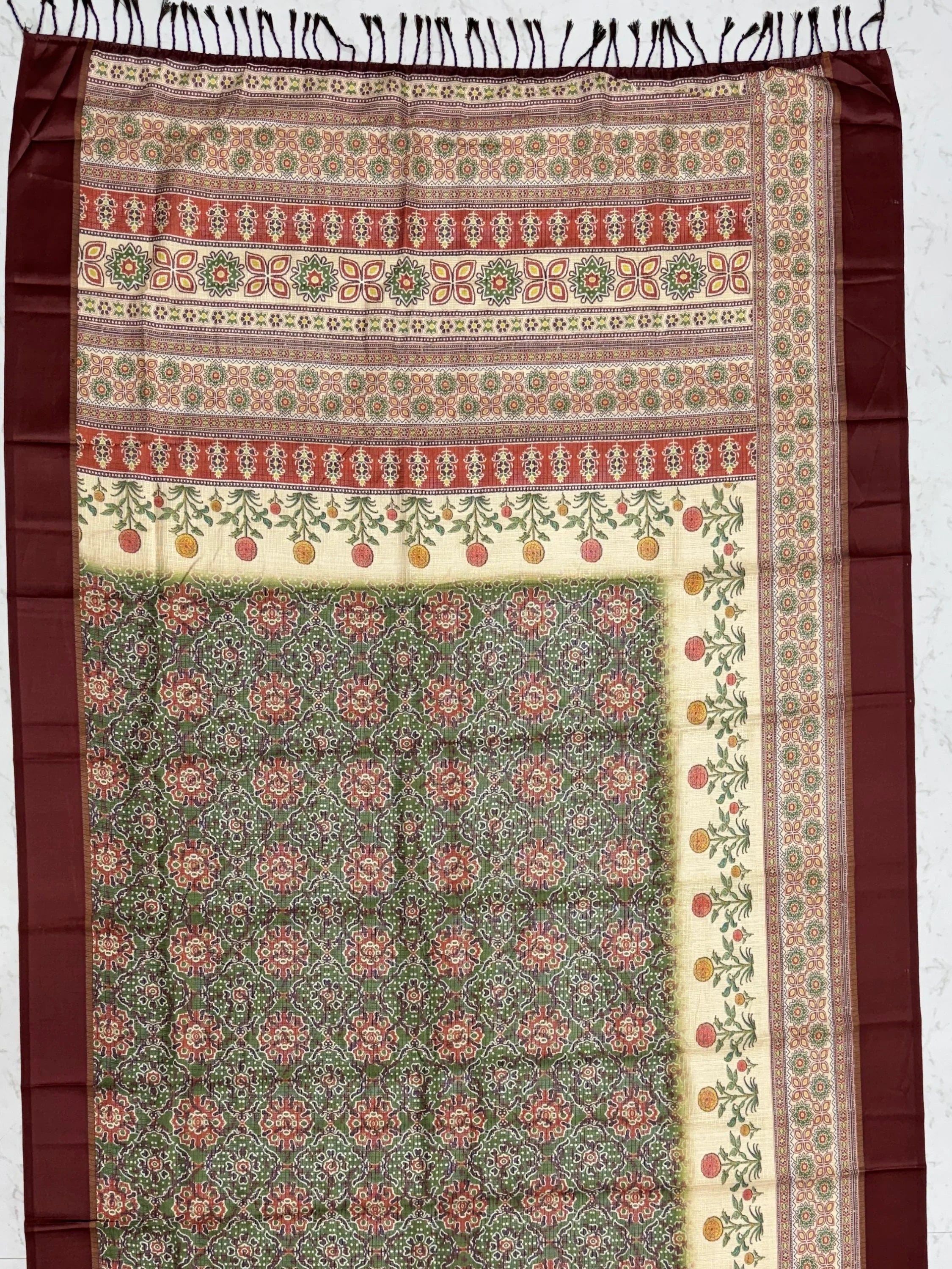 Green Bewitching Digital Printed Silk Traditional Saree With Blouse