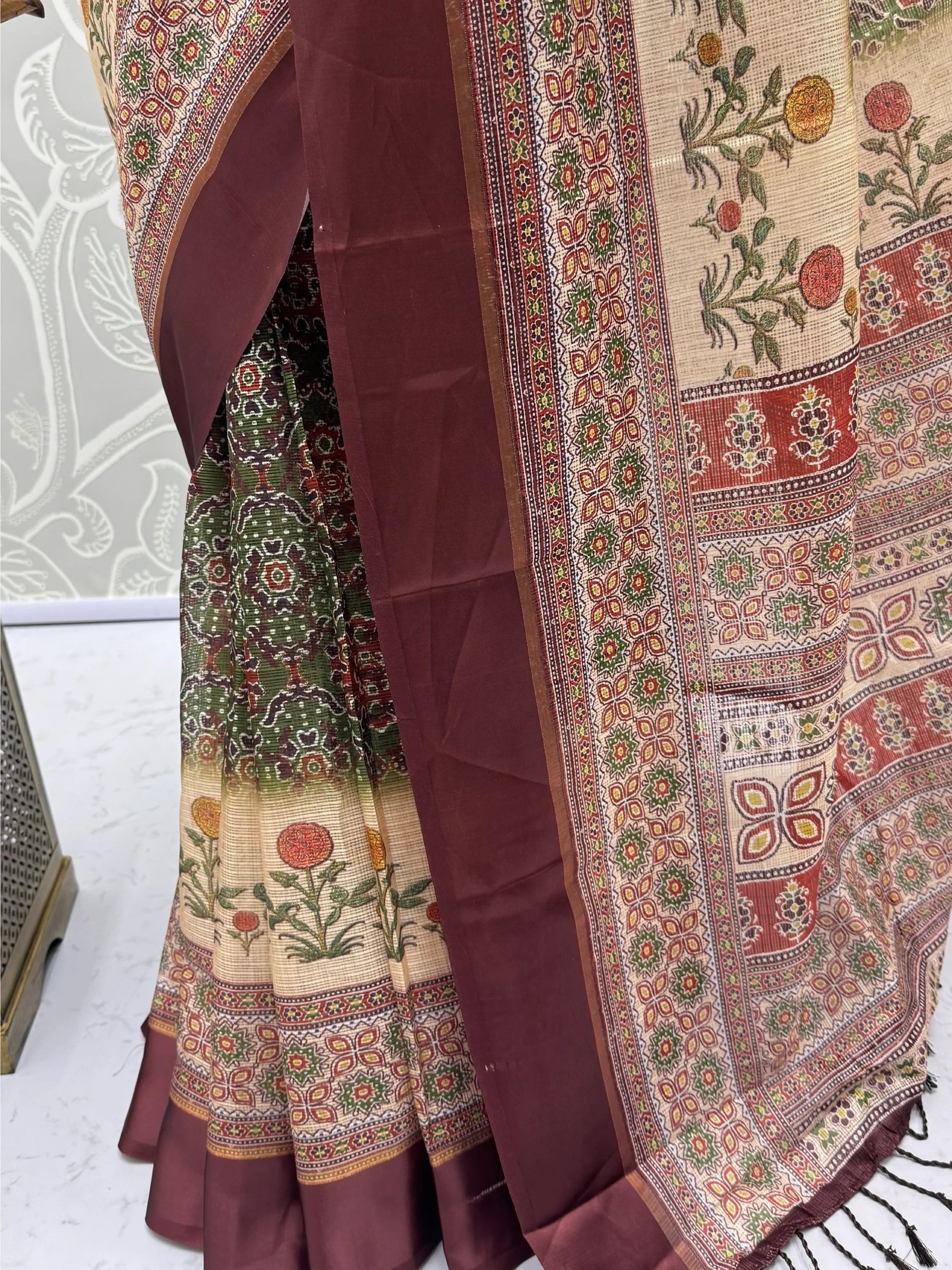 Green Bewitching Digital Printed Silk Traditional Saree With Blouse