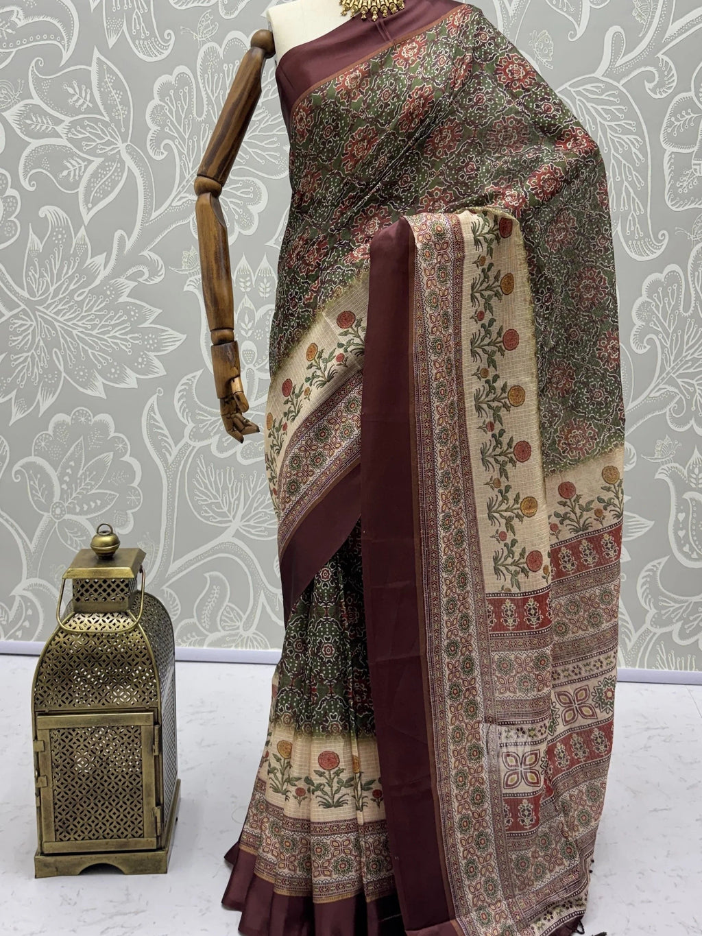 Green Bewitching Digital Printed Silk Traditional Saree With Blouse