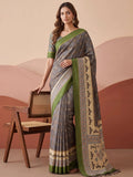 Green Graceful Digital Printed Silk Traditional Saree With Blouse