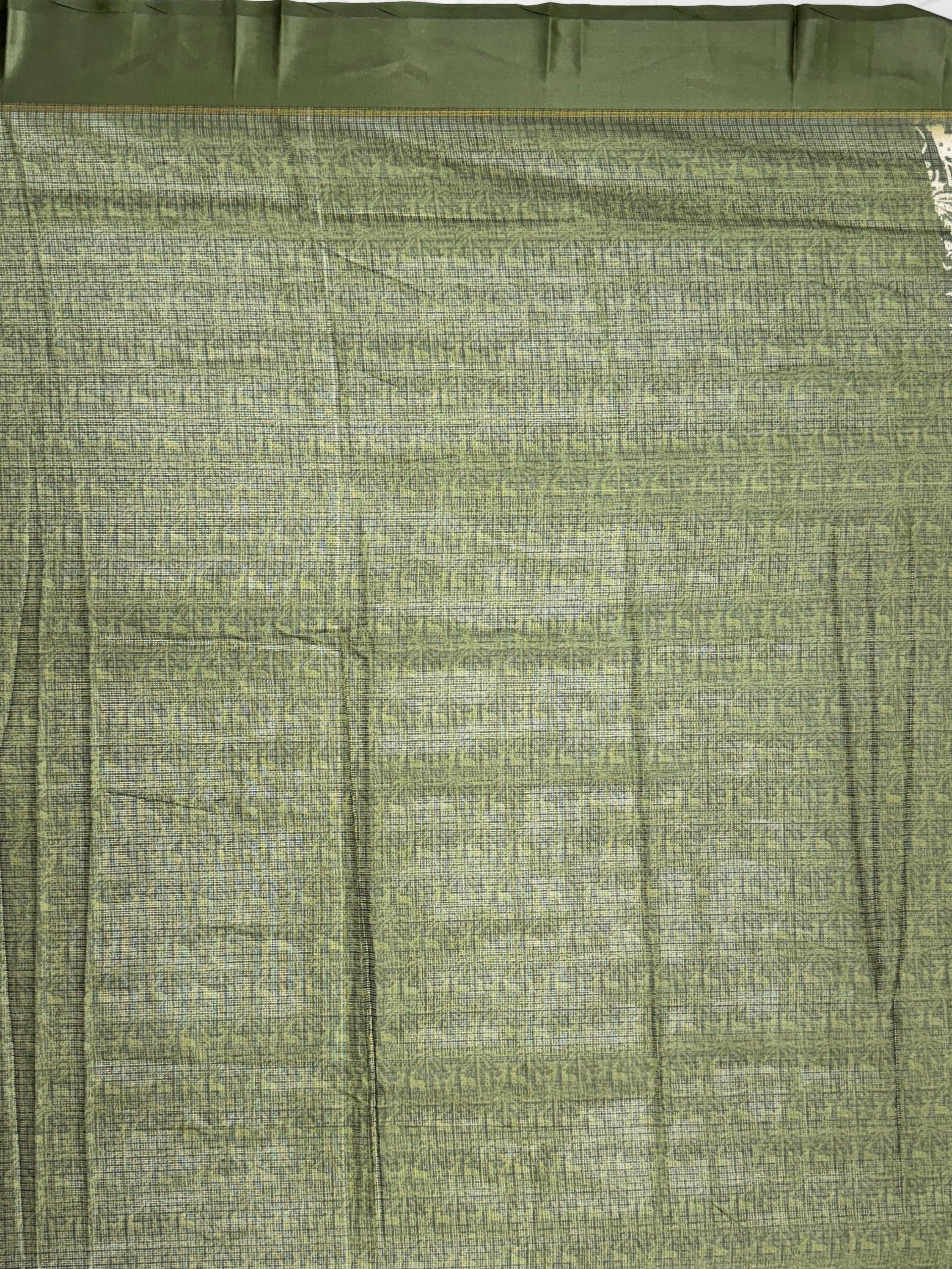 Green Splendid Printed Silk Daily Wear Saree With Blouse