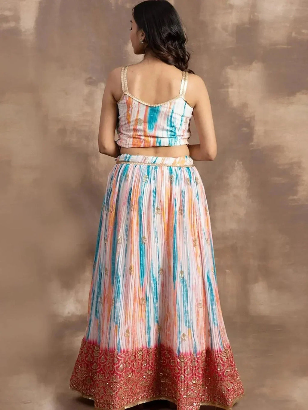 Fascinating White & Pink Zari Work Chinon Event Wear Lehenga Choli