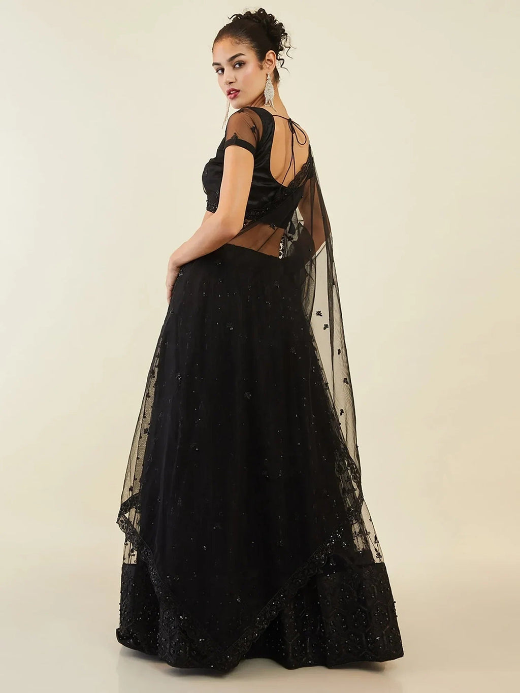 Black Ravishing Sequins Net Reception Wear Lehenga Choli With Dupatta
