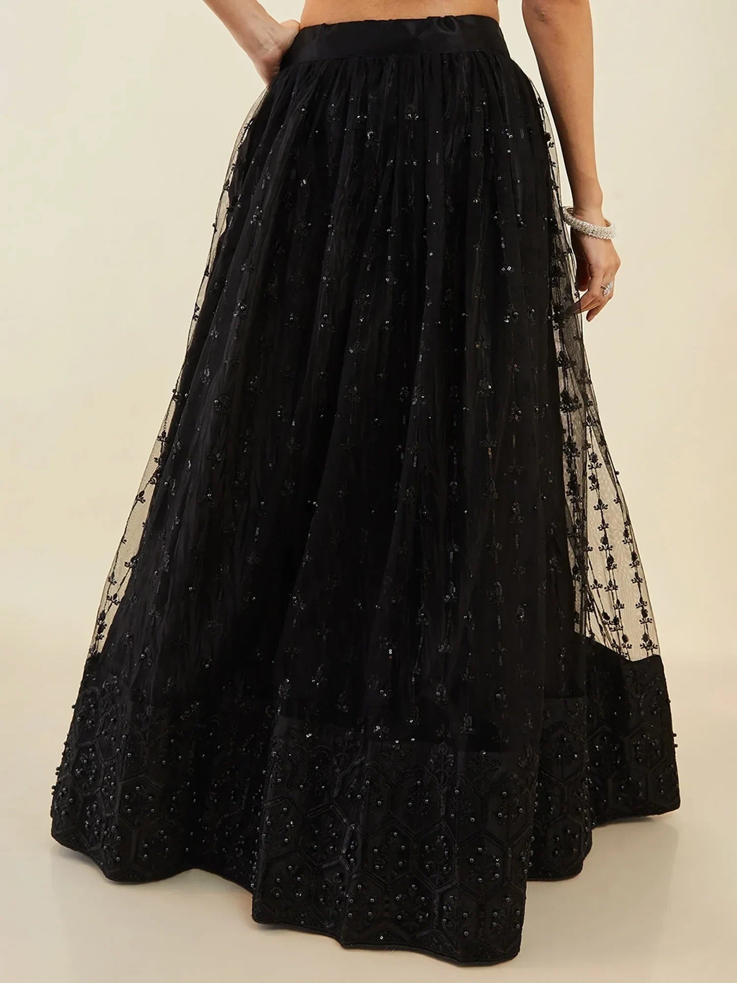 Black Ravishing Sequins Net Reception Wear Lehenga Choli With Dupatta