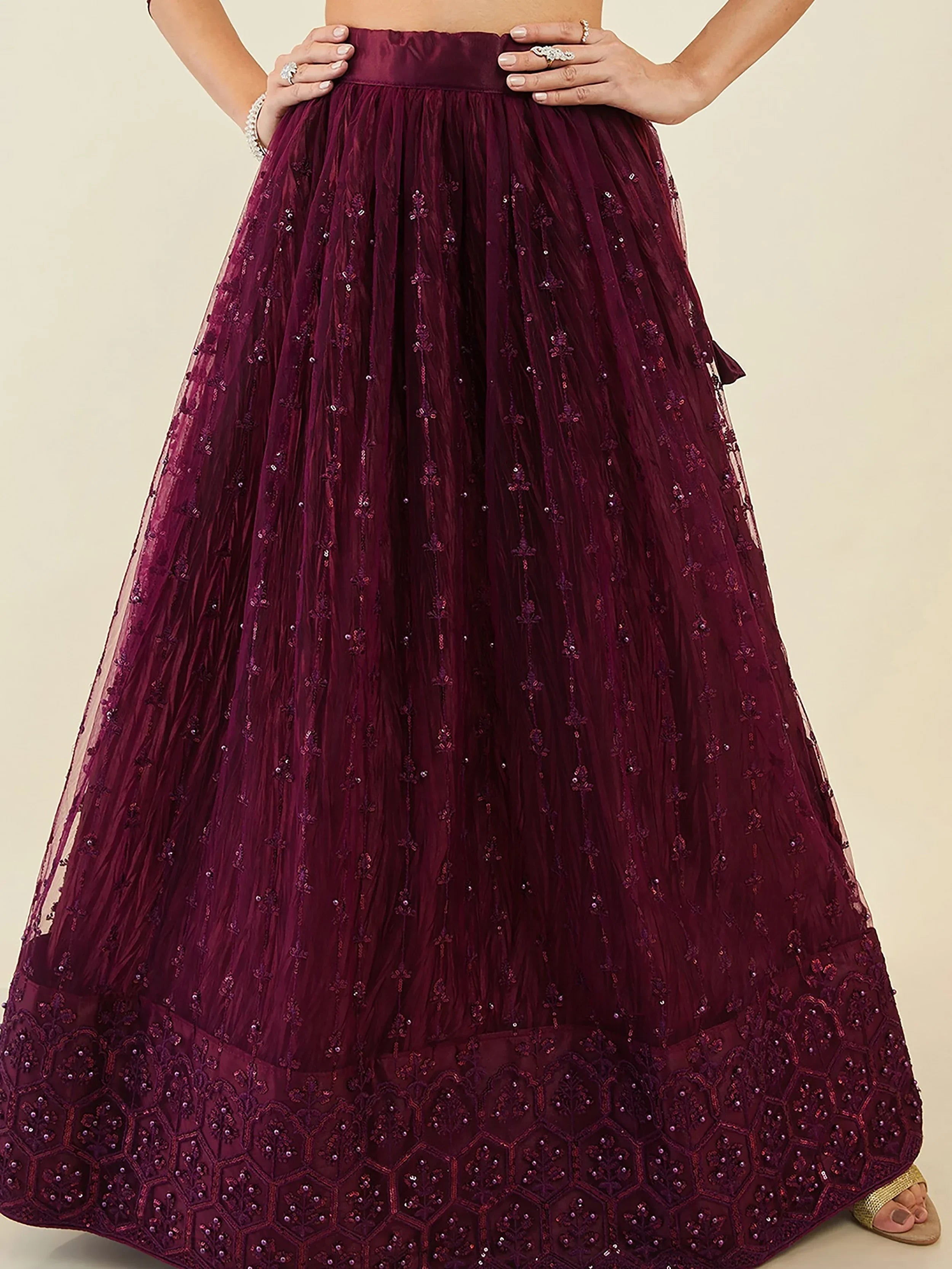 Purple Ravishing Sequins Net Reception Wear Lehenga Choli With Dupatta