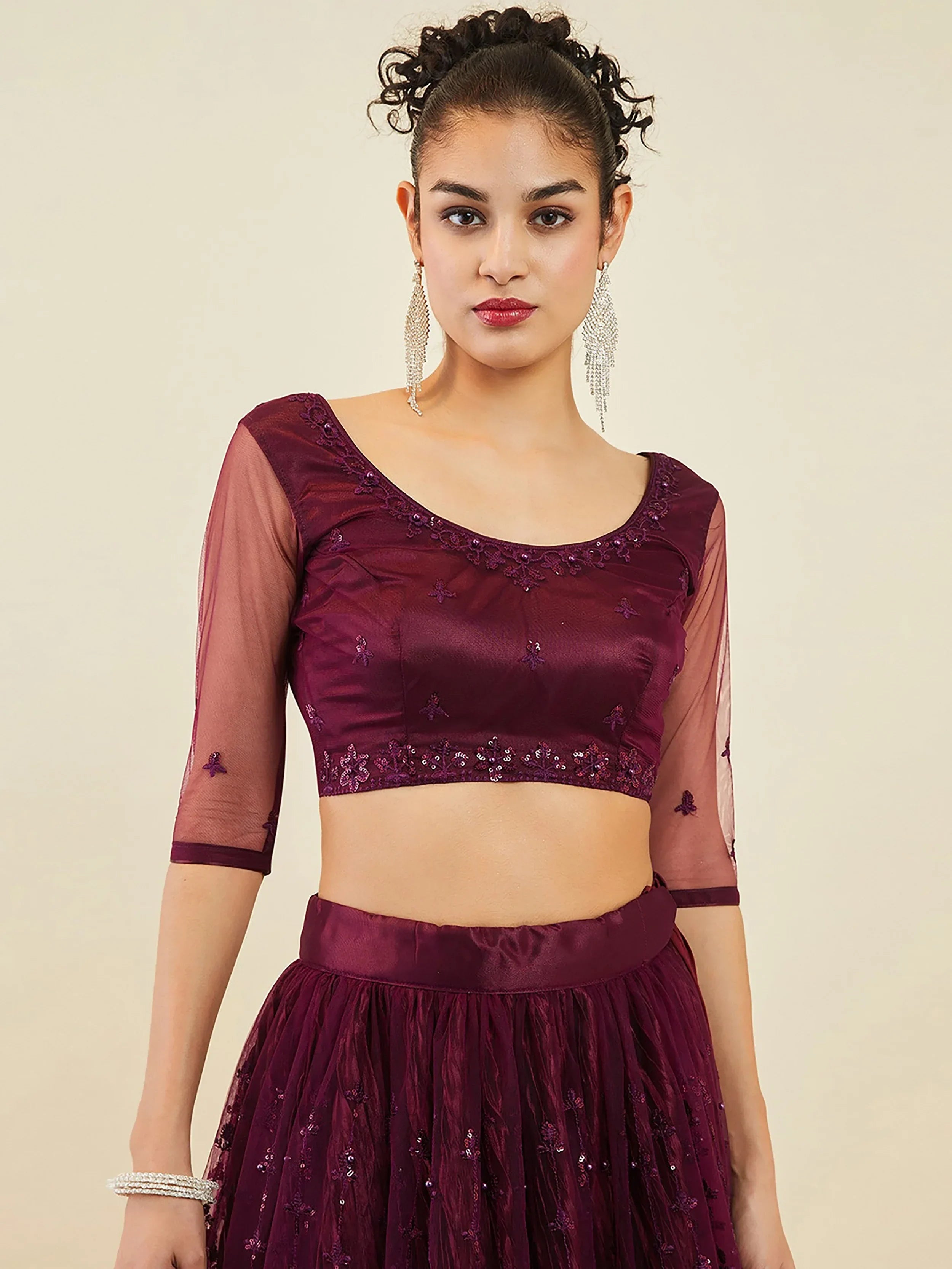 Purple Ravishing Sequins Net Reception Wear Lehenga Choli With Dupatta