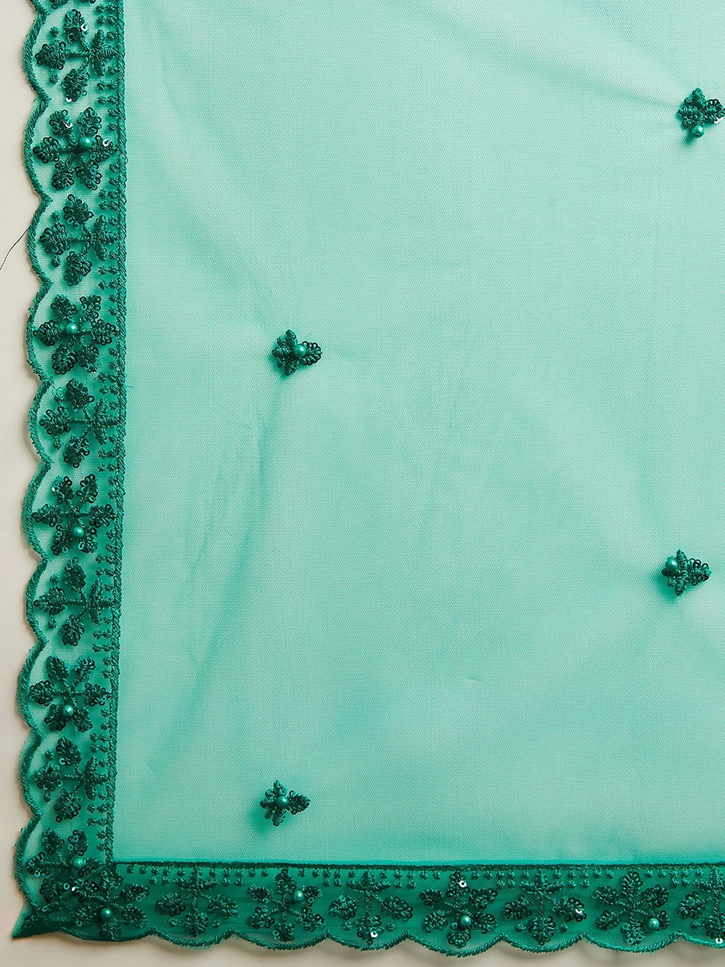 Teal Ravishing Sequins Net Reception Wear Lehenga Choli With Dupatta