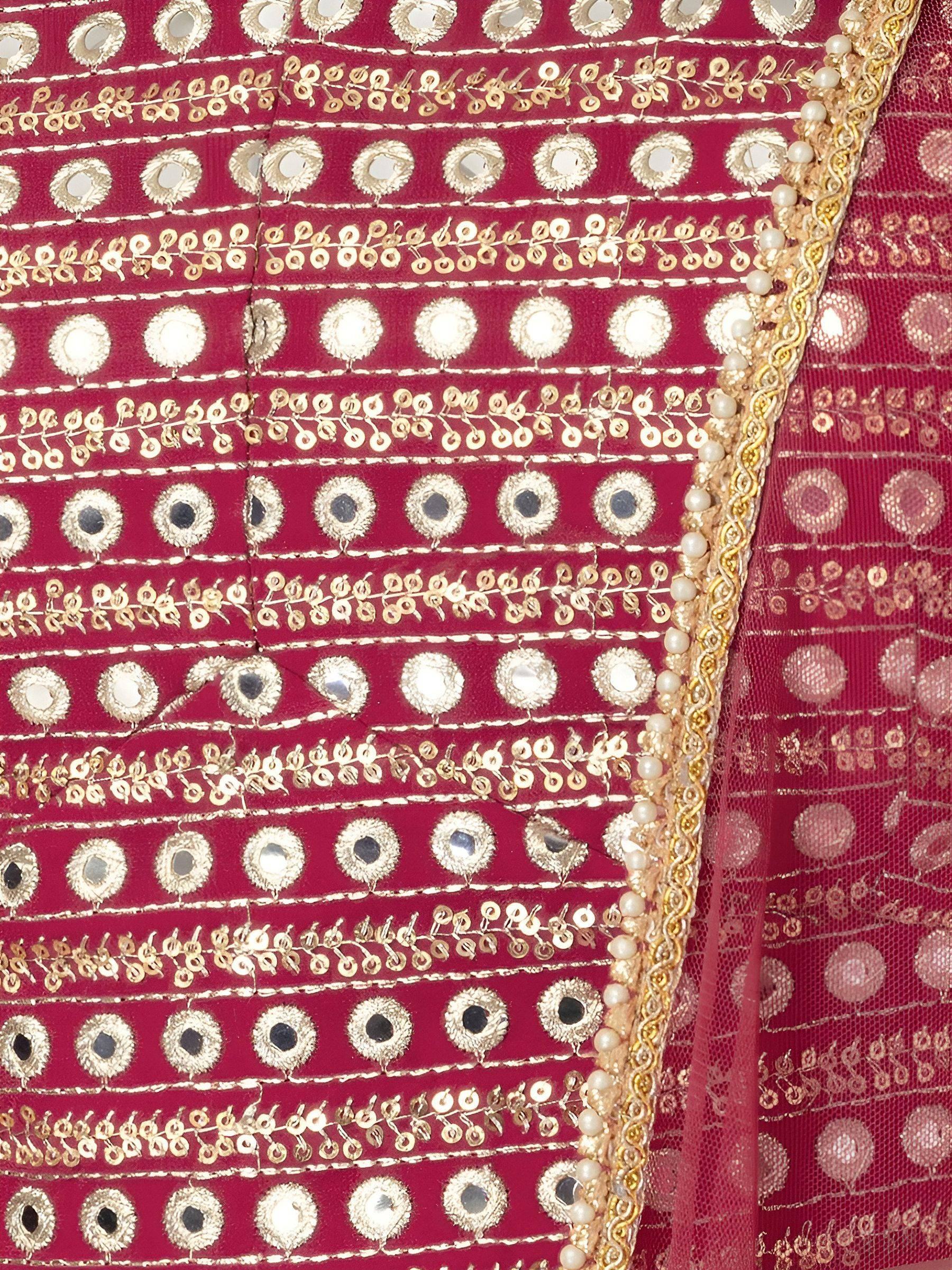 Pink Beautiful Georgette Mehendi Wear Lehenga With Sequins Choli