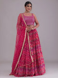 Pink Glamorous Digital Printed Georgette Wedding Wear Lehenga Choli