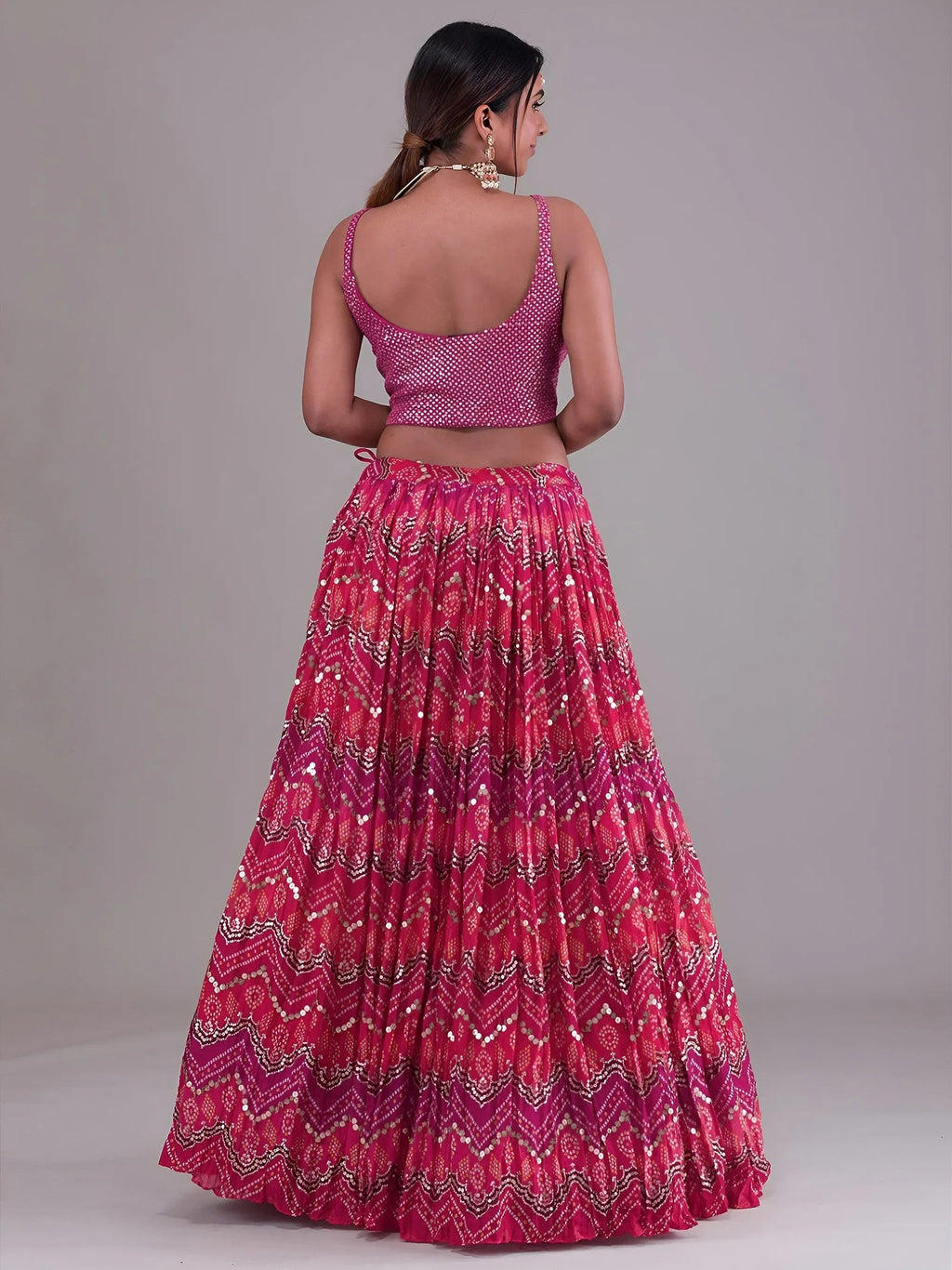 Pink Glamorous Digital Printed Georgette Wedding Wear Lehenga Choli