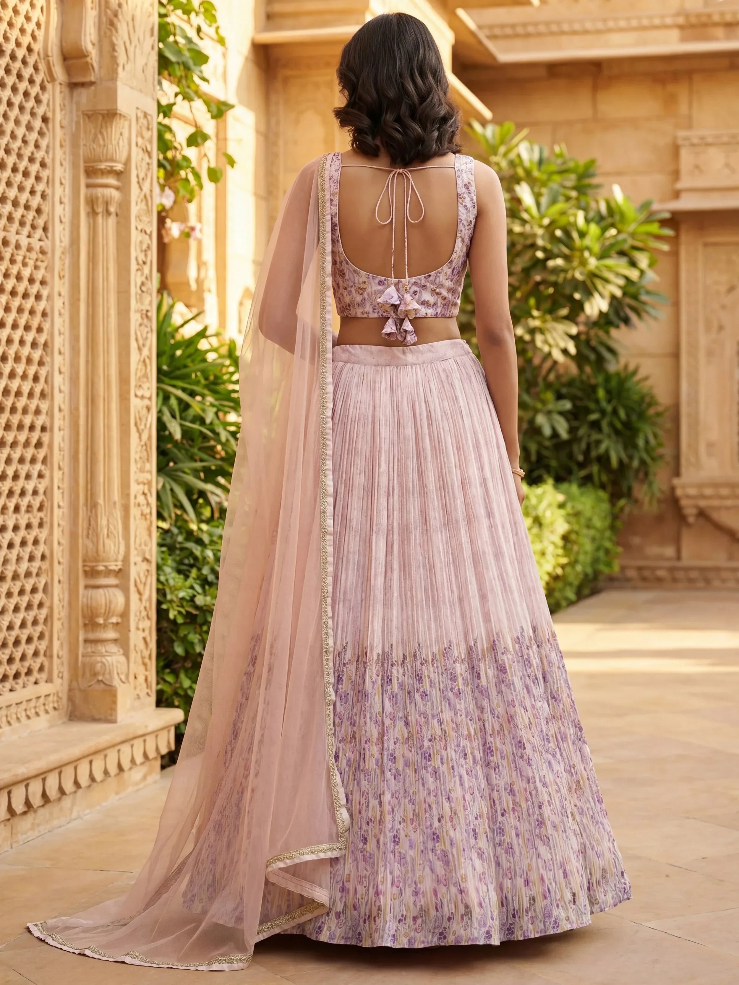 Precious Peach Floral Printed Georgette Wedding Wear Lehenga Choli
