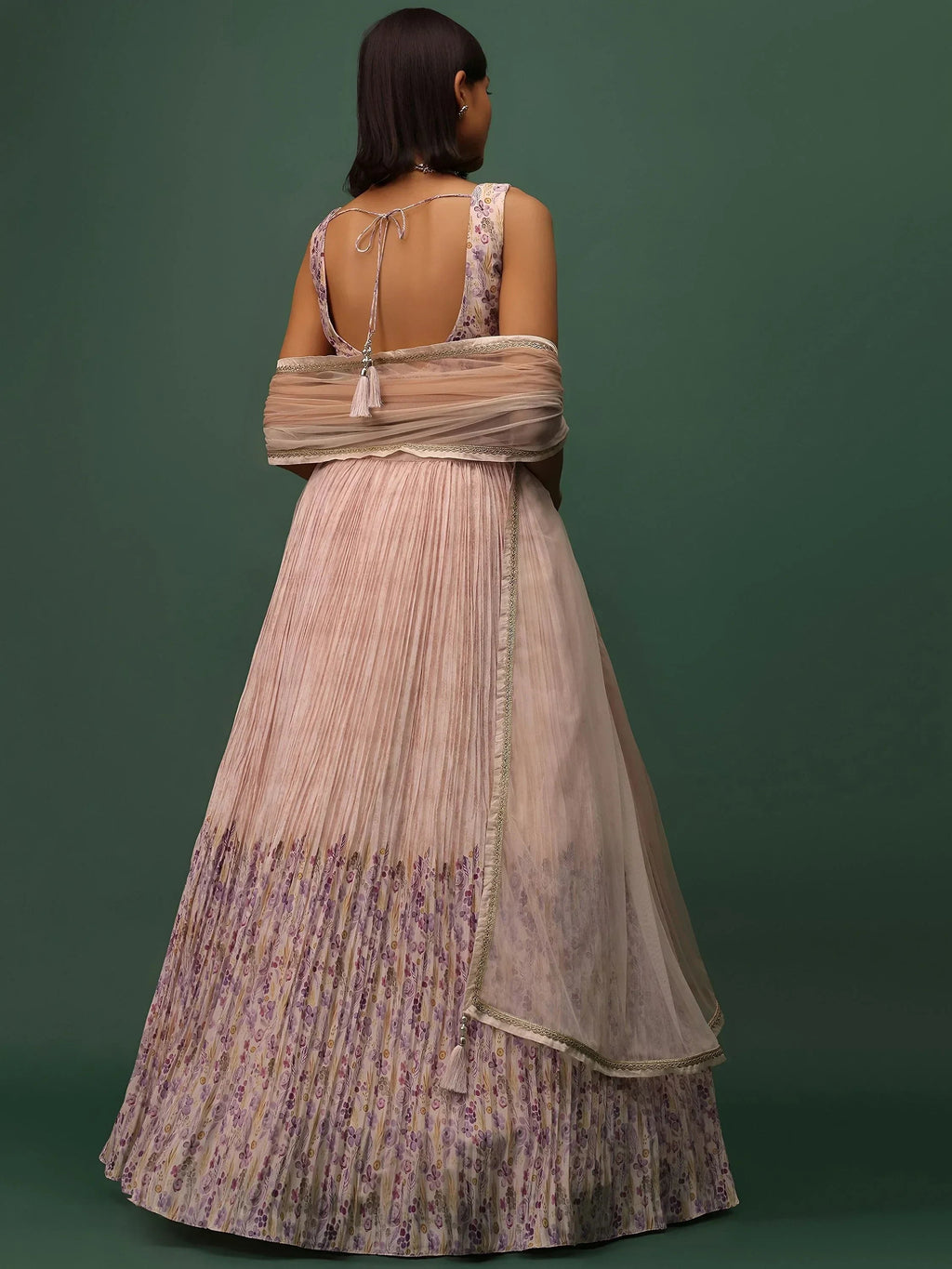 Peach Delightful Floral Printed Georgette Festival Wear Lehenga Choli