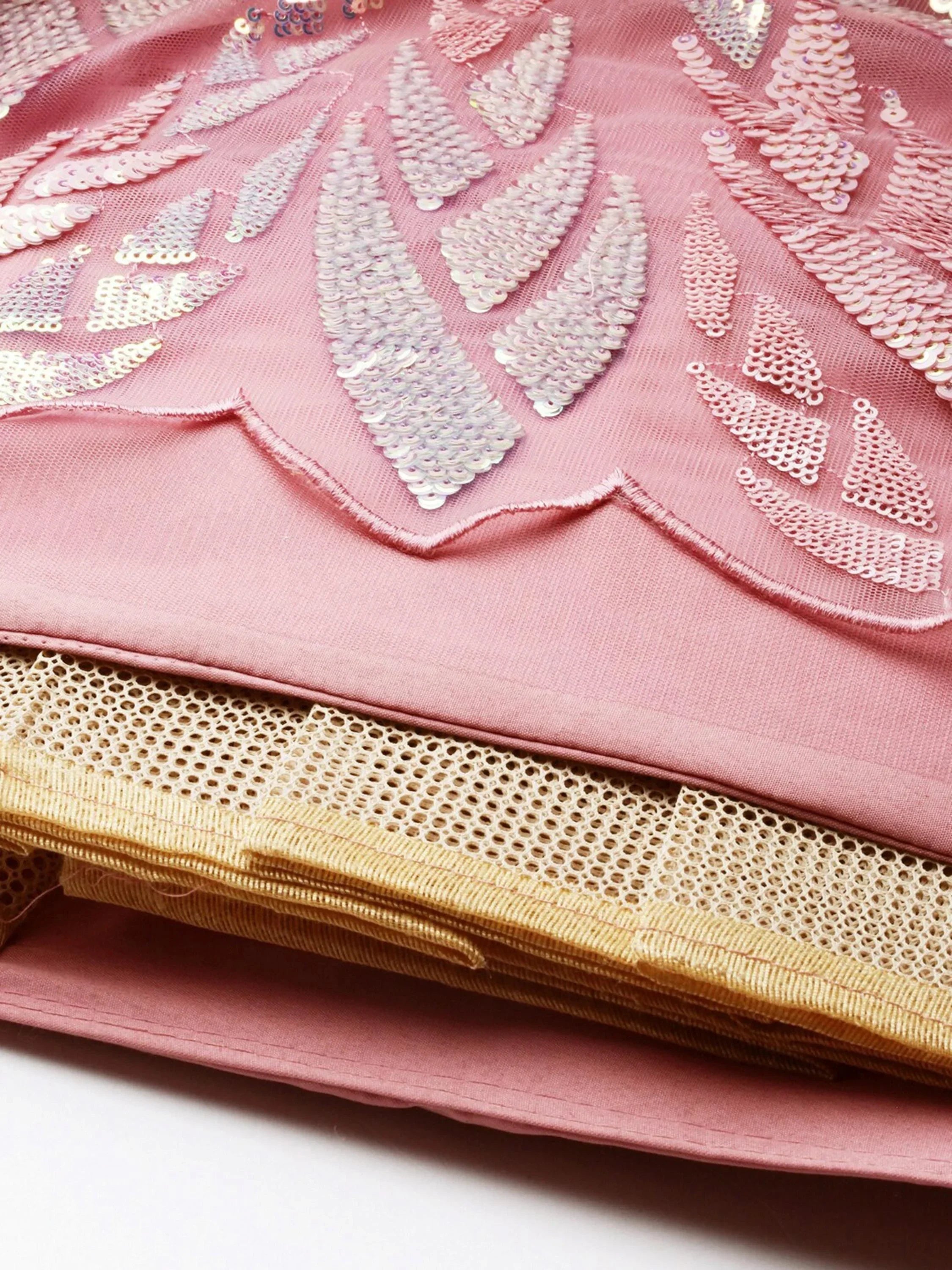 Pink Outstanding Sequins Net Lehenga Choli With Dupatta